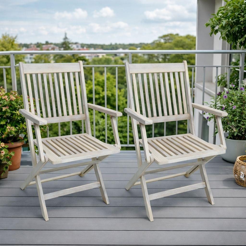 ESTEXO Klappstuhl Gartenstühle Holzstühle Klappstühle 2er Set Akazie Stuhlset Balkonst