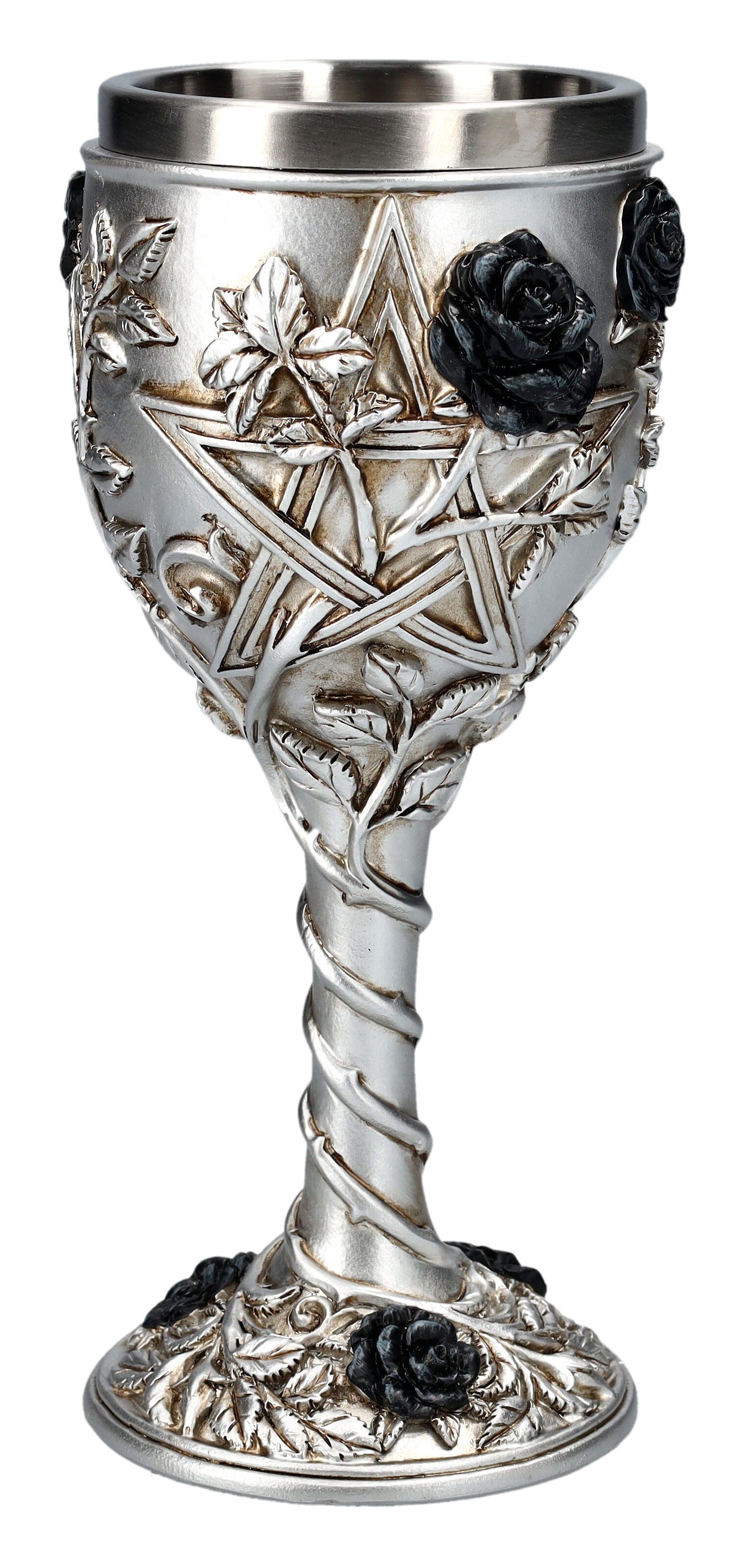 Figuren Shop GmbH Becher Kelch Gothic - Pentagramm Ruah Vered - Alchemy - Gothic Dekoartikel, Kunststein (Polyresin), Edelstahl