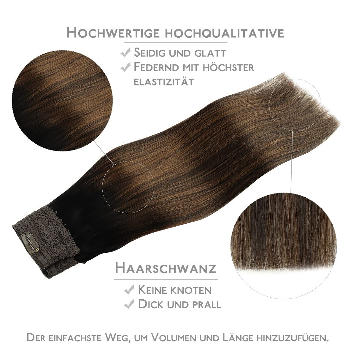 verlängerungen,Halo-Haar,natürliches Kastanienbraun gemischtes Echthaar-Extension Wennalife Schwarz