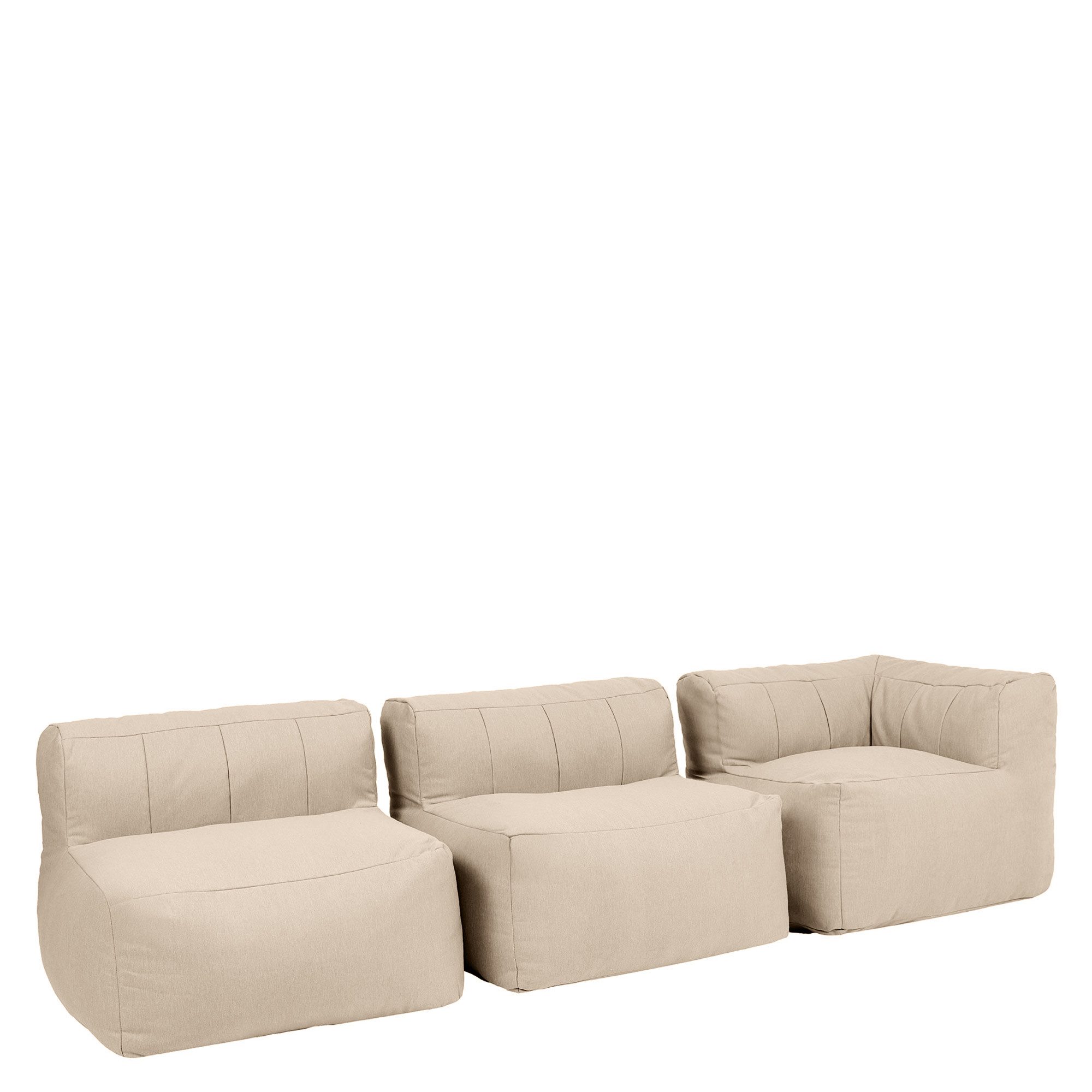 icon Gartenlounge-Set Modulares Outdoorsofa 3 Stück aus Olefin „Zen“, (Spar-Set, 1 x Ecksofa, 2 Sessel), Schaumstoff Füllung, für Wohnzimmer, für den Außenbereich, wetterfest