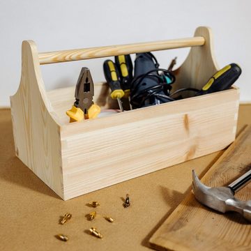 Creative Deco Werkzeugkoffer Werkzeugkasten aus Holz 34 x 18 x 20,5 cm Werkzeugkiste Toolbox