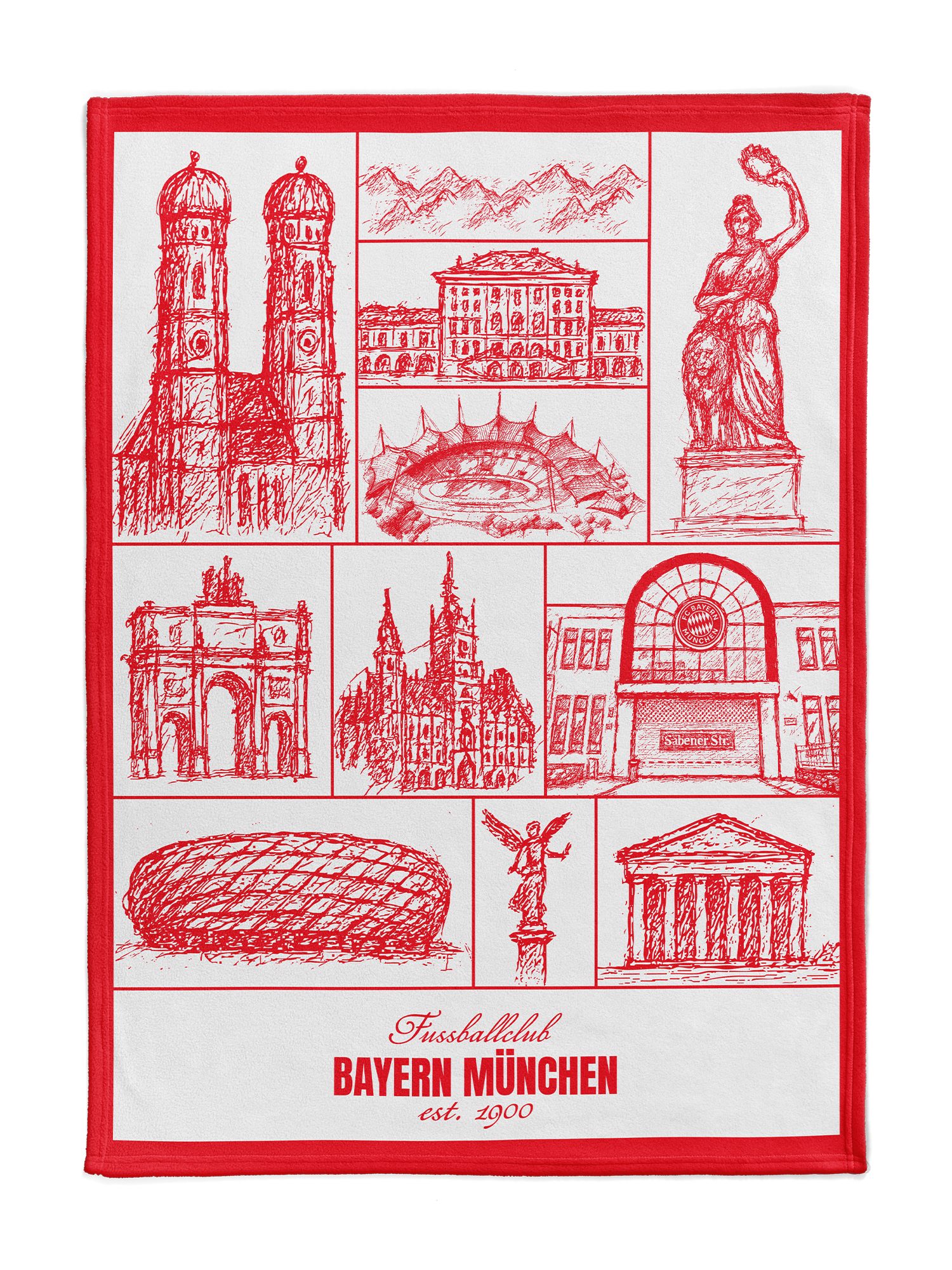 Wohndecke FC Bayern München I Kuschelfleecedecke München 200x150 cm I Weiß, FC Bayern München
