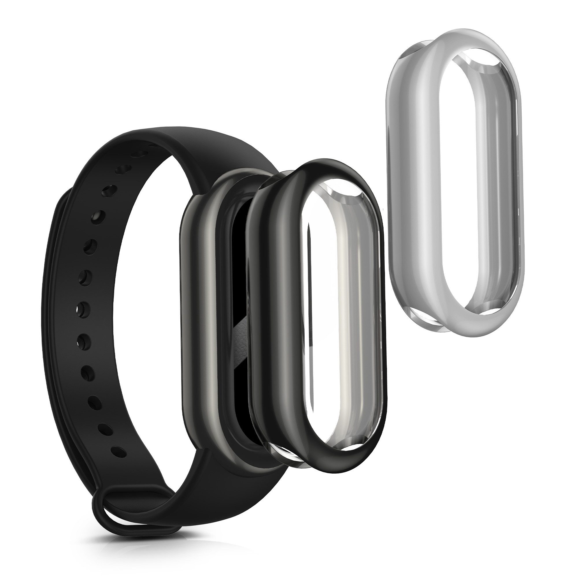kwmobile Smartwatch-Hülle 2x Hülle für Xiaomi Mi Band 10 / Smart Band 10, Silikon Fullbody Cover Case Schutzhülle Set