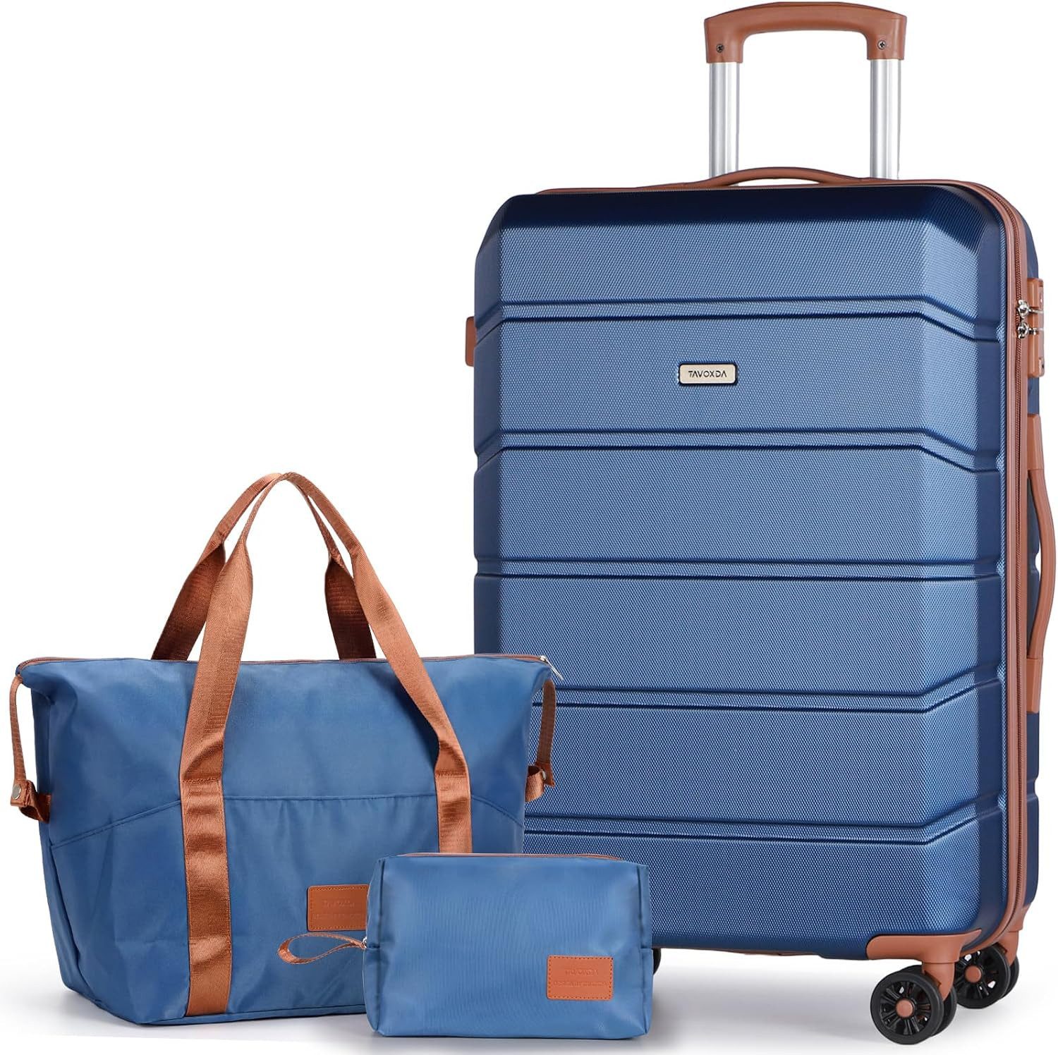 Tavoxda Kofferset 5-teiliges Kofferset, Trolley-Reisekofferset mit ABS-Hartschale, in schlichtem Design, mit viel Stauraum, stabil und strapazierfähig