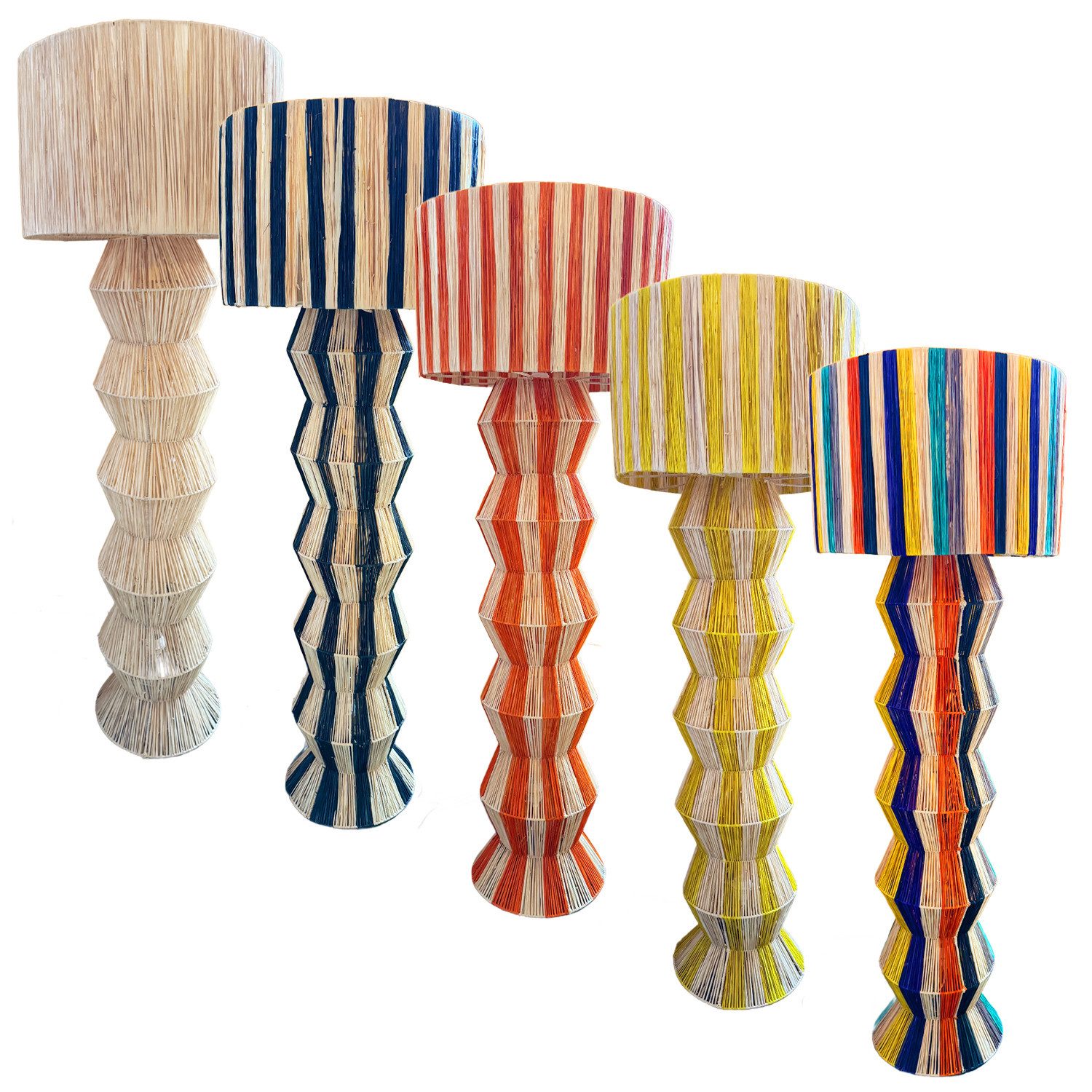 Marrakesch Orient & Mediterran Interior Stehlampe Boho Deko Stehlampe Lampe Standleuchte Tulum Beige 160cm, 2x E27, Handarbeit