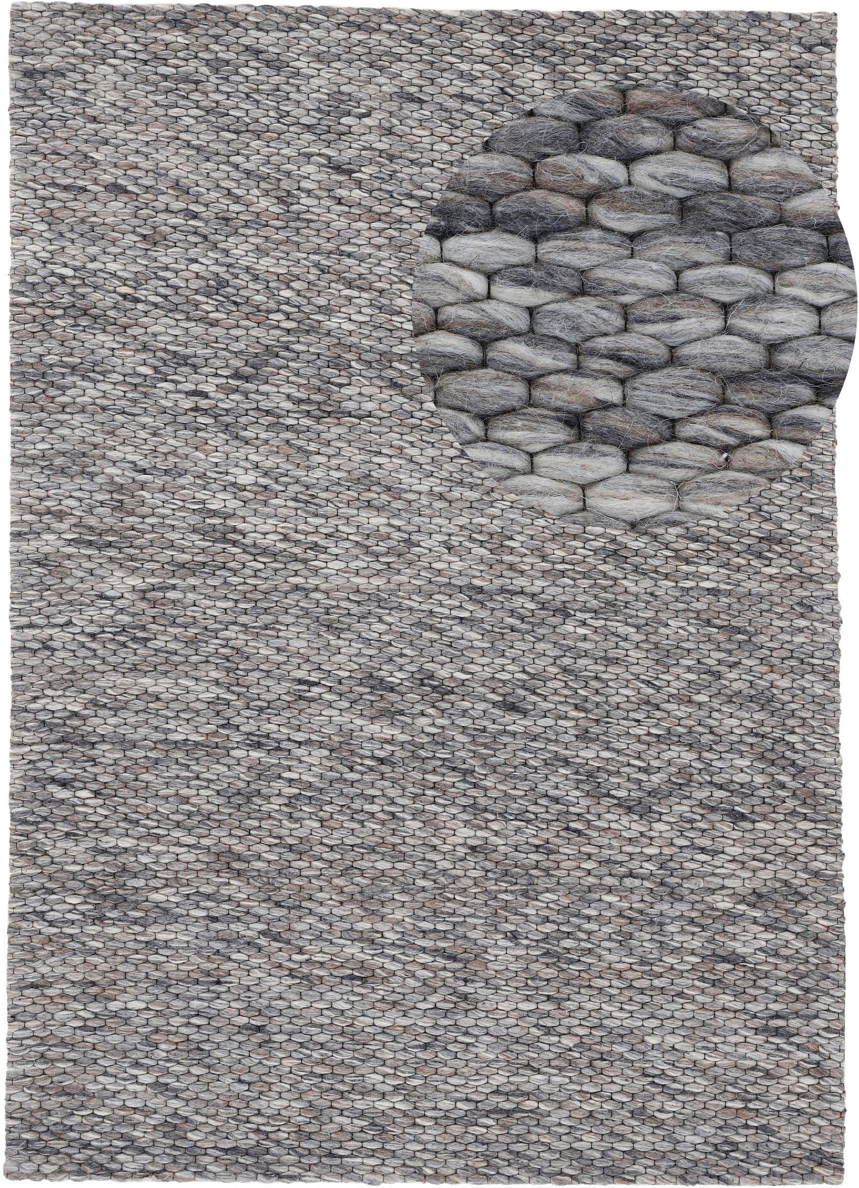 Wollteppich Sina, carpetfine, rechteckig, Höhe: 14 mm, Handweb Teppich,  reine Wolle, meliert, handgewebt, weich & kuschelig | Kurzflor-Teppiche