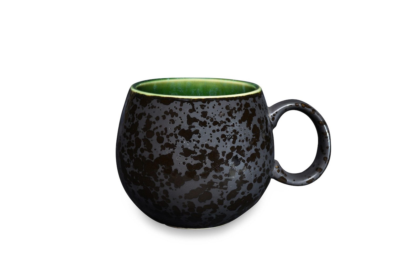 MAOCI teaware for your life Tasse Jumbotasse schwarz innen grün Keramik 0,5 L, 1-tlg.