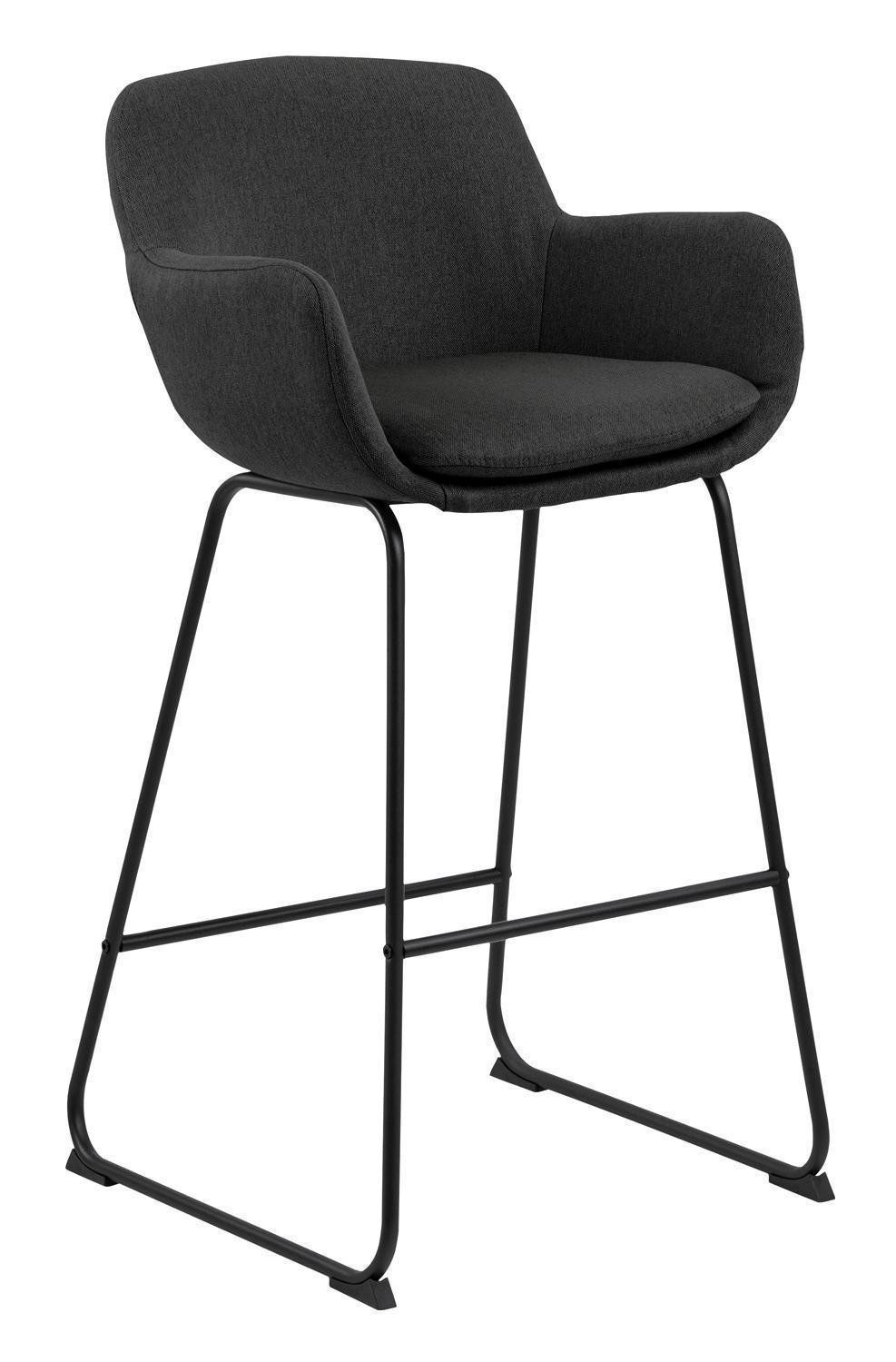 ACTONA GROUP Barhocker LISA, H 100 cm, Dunkelgrau, Schwarz matt, (1 St), Stoffbezug, Kufengestell, mit Fußbank