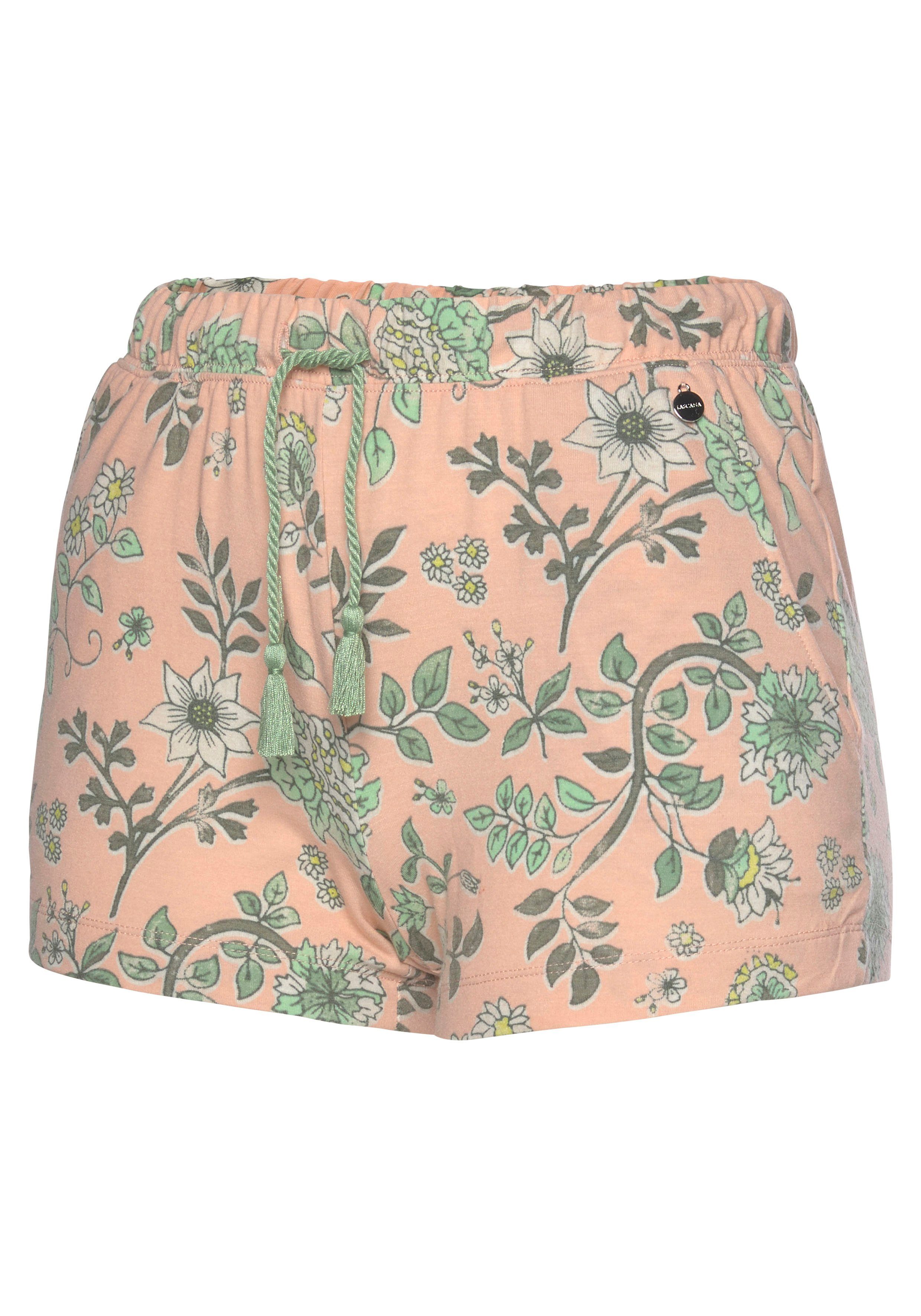 LASCANA Schlafshorts im Blumen Allover-Druck