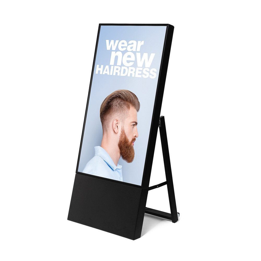 Einzelrahmen Digitaler Kundenstopper Smart Line mit Samsung-Bild - 43 Zoll - Schw.