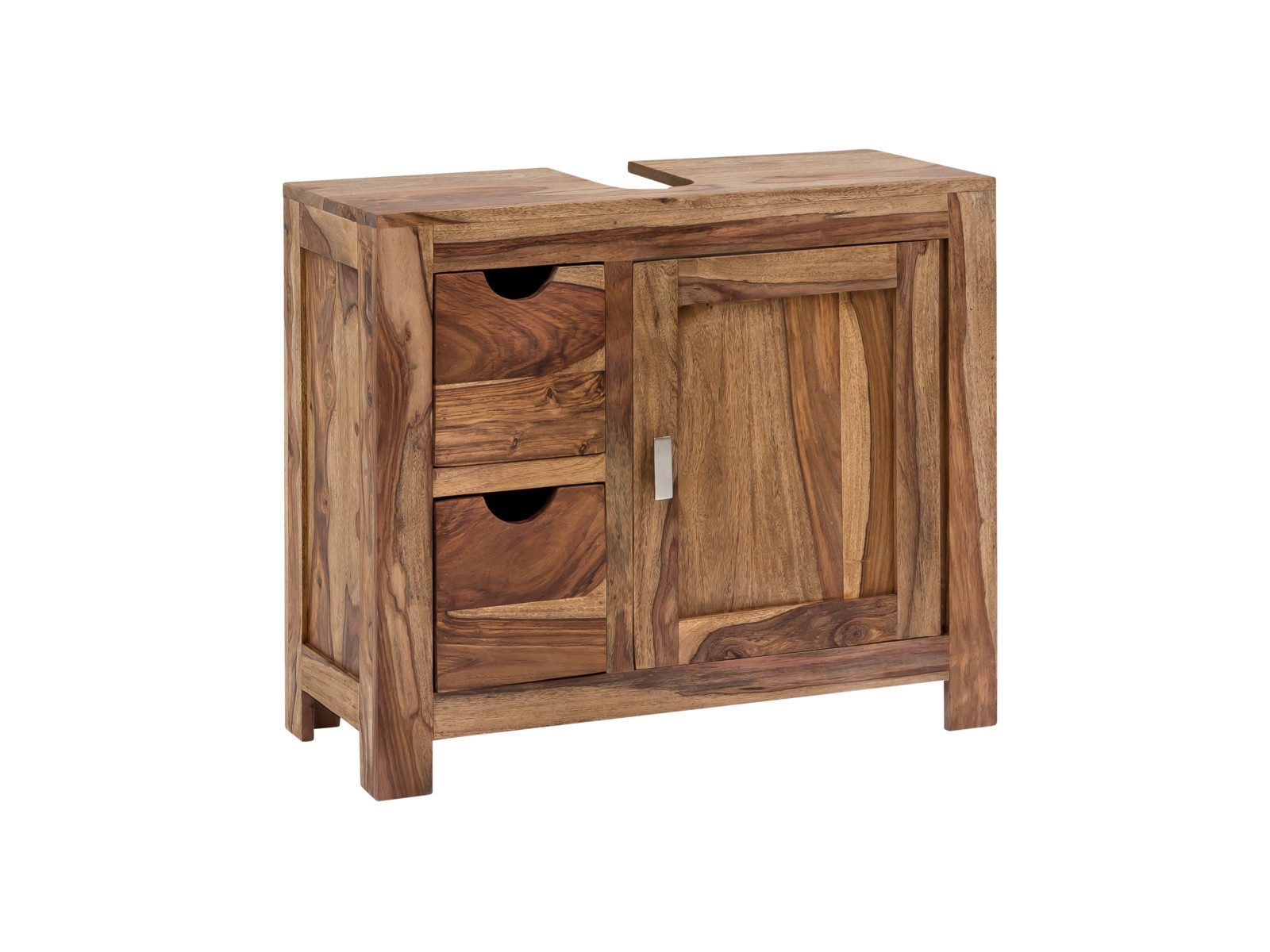 massivum Waschbeckenunterschrank Laros Massivholz Akazie Badunterschrank