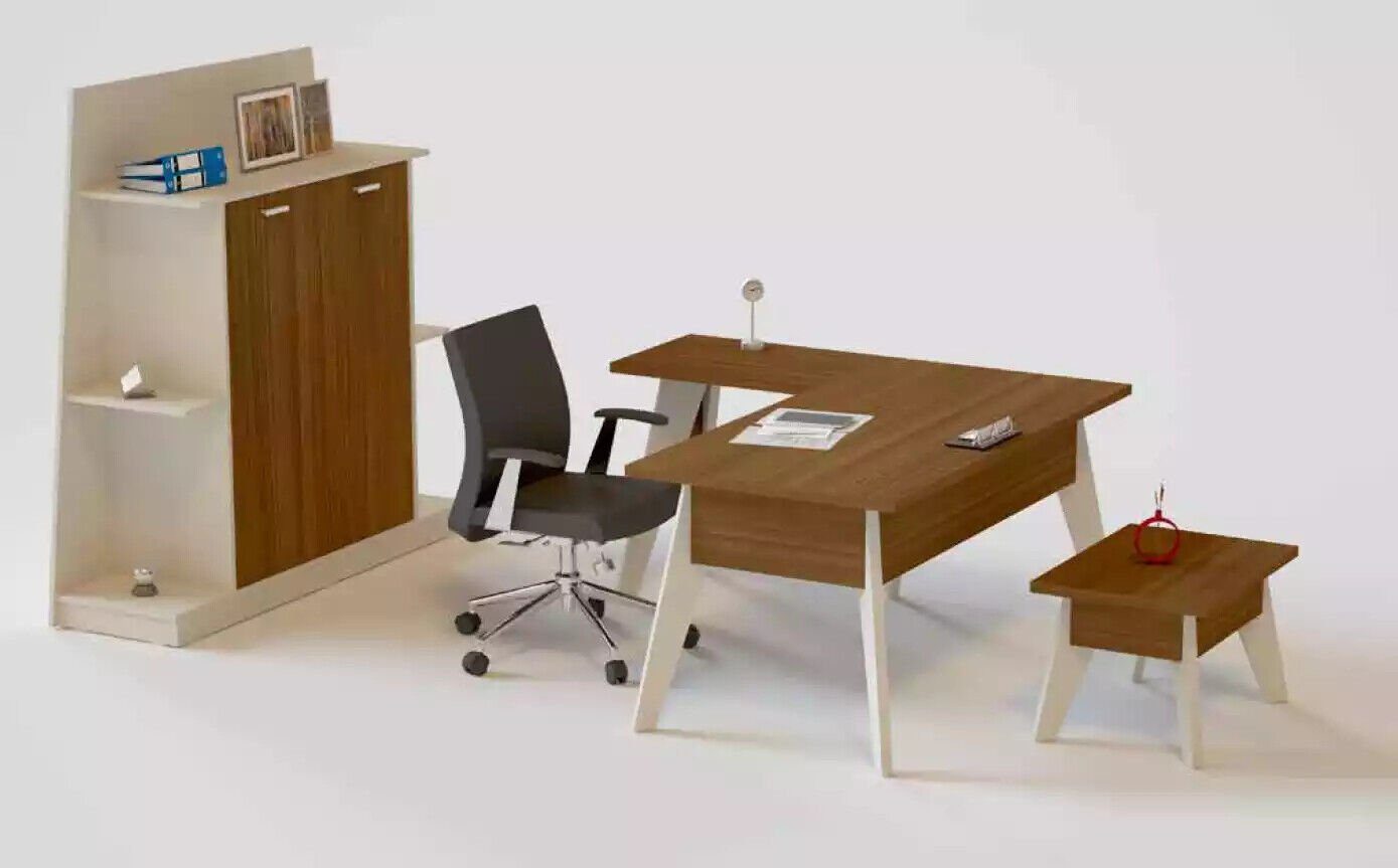 JVmoebel Eckschreibtisch Eckschreibtisch Tisch Aktenschrank Couchtisch Schrank Möbel Büro 3tlg. (3-St., Eckschreibtisch/Aktenschrank/Couchtisch)