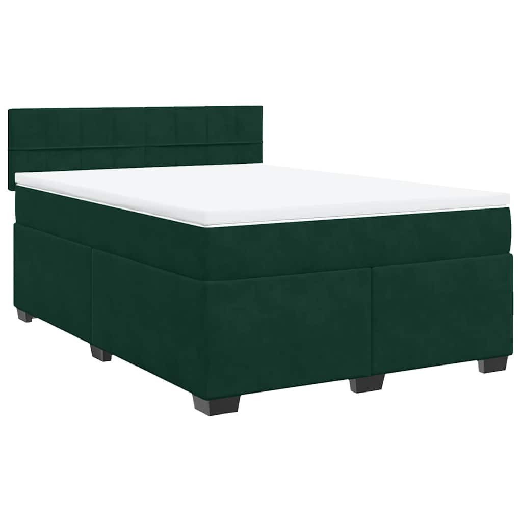 vidaXL Bett Boxspringbett mit Matratze Dunkelgrün 160x200 cm Samt