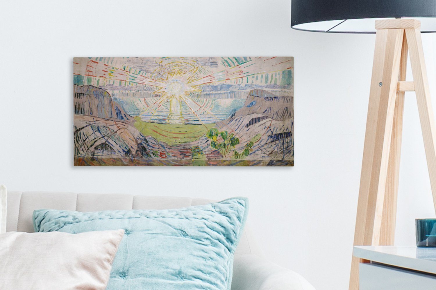 Munch, 30x20 Edvard - Aufhängefertig, Wandbild (1 von cm Leinwandbild Gemälde Leinwandbilder, St), Die Wanddeko, Sonne OneMillionCanvasses®