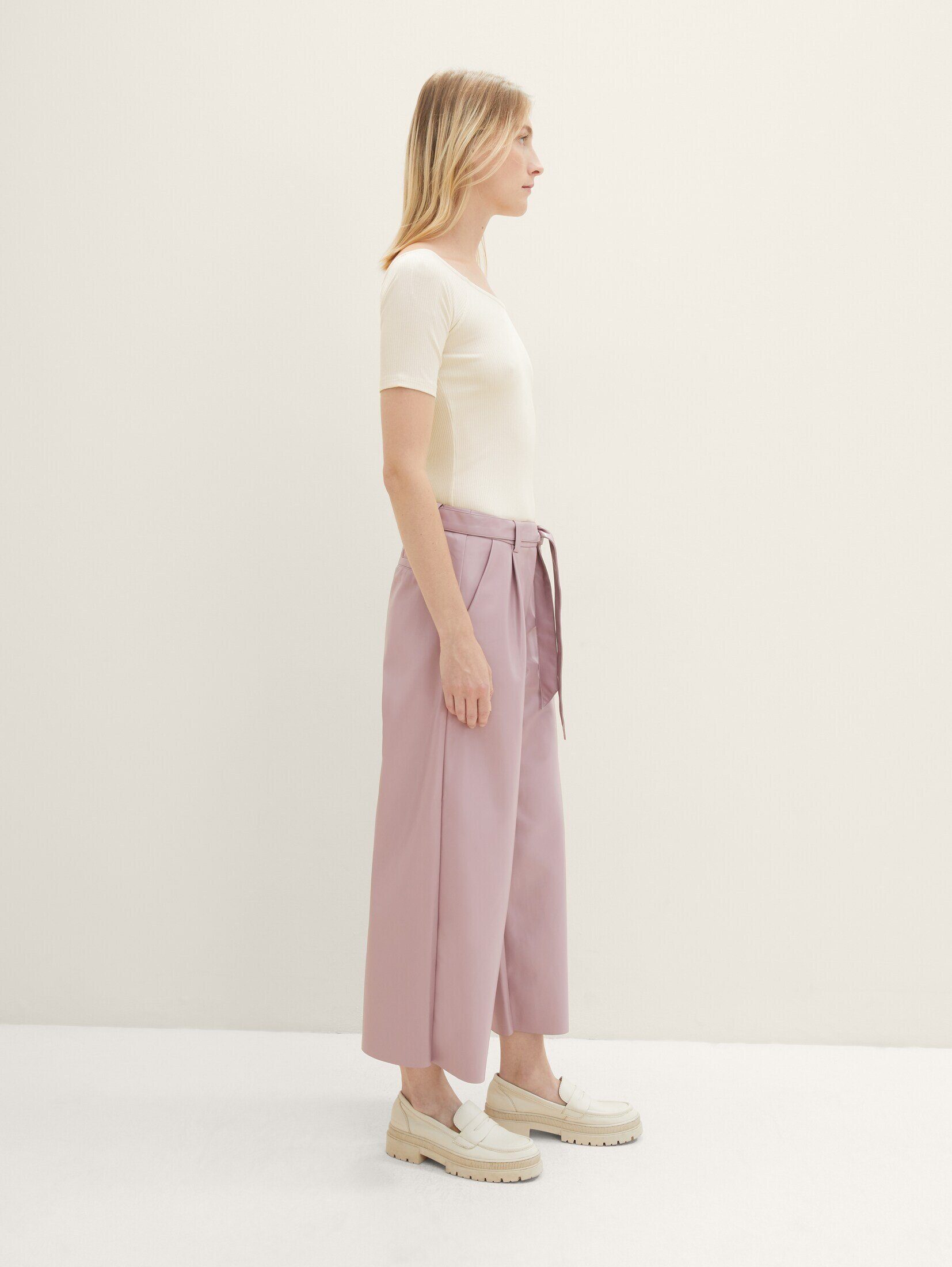 TOM TAILOR Culotte dusty Kunstleder Culotte aus lilac