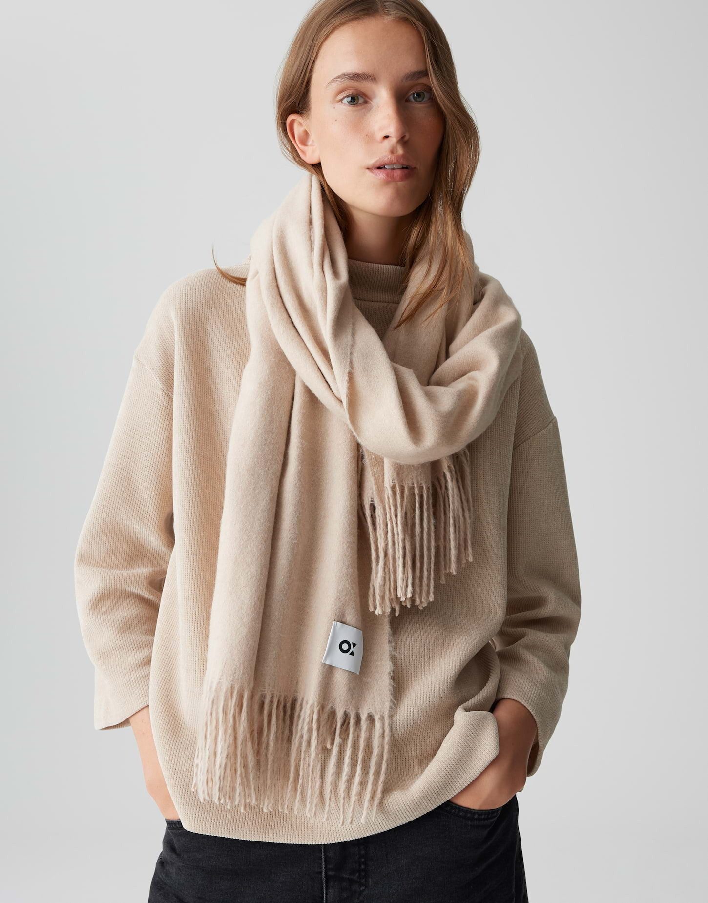 OPUS Schal ANELL mit Fransen ANELL weicher Schal mit Fransen, one size, wei günstig online kaufen