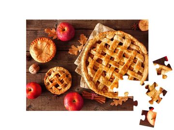 puzzleYOU Puzzle Hausgemachter Apfelkuchen mit Äpfeln, 48 Puzzleteile, puzzleYOU-Kollektionen Kuchen