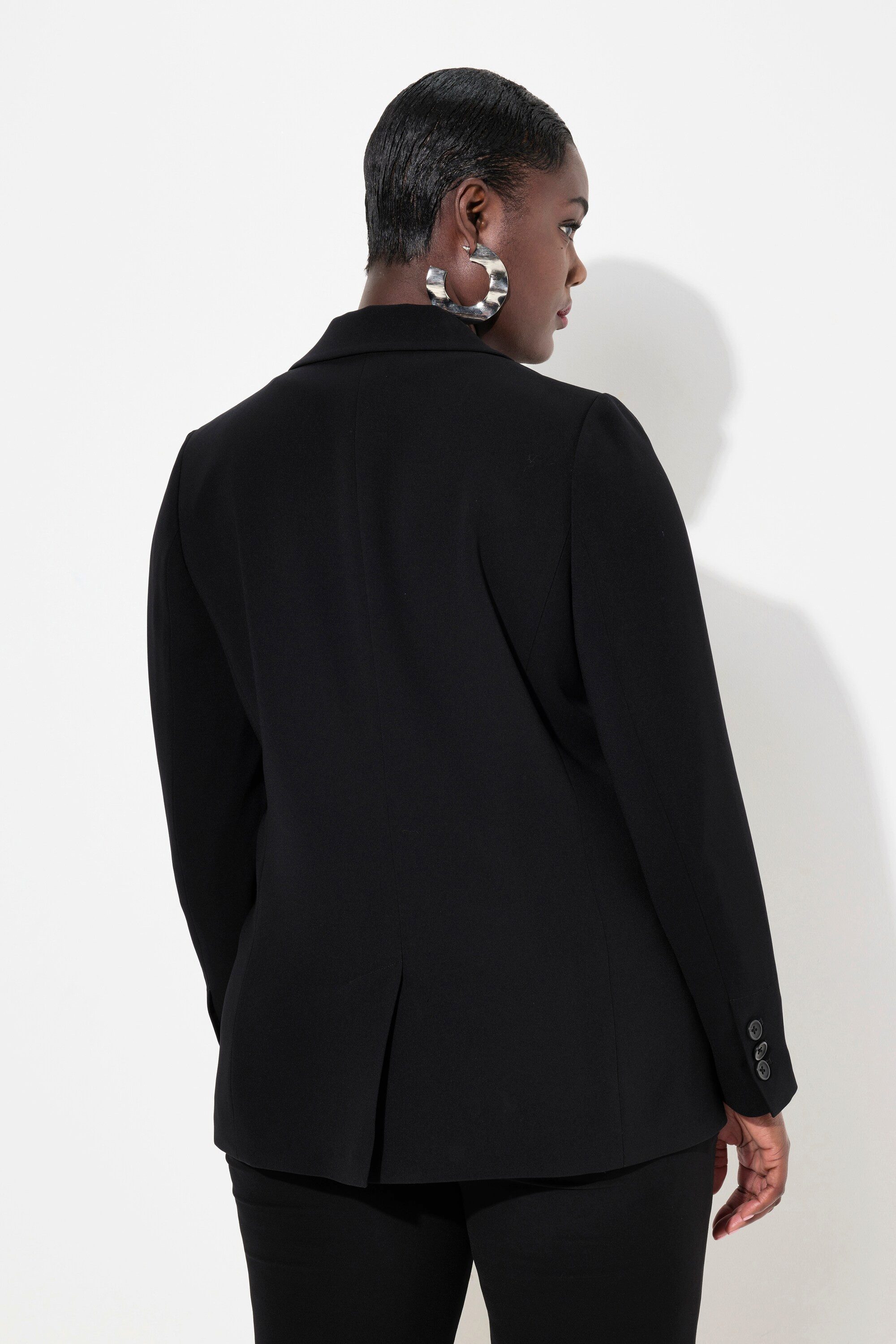 Ulla Popken Blusenblazer Blazer Acetat Reverskragen Knopfverschluss