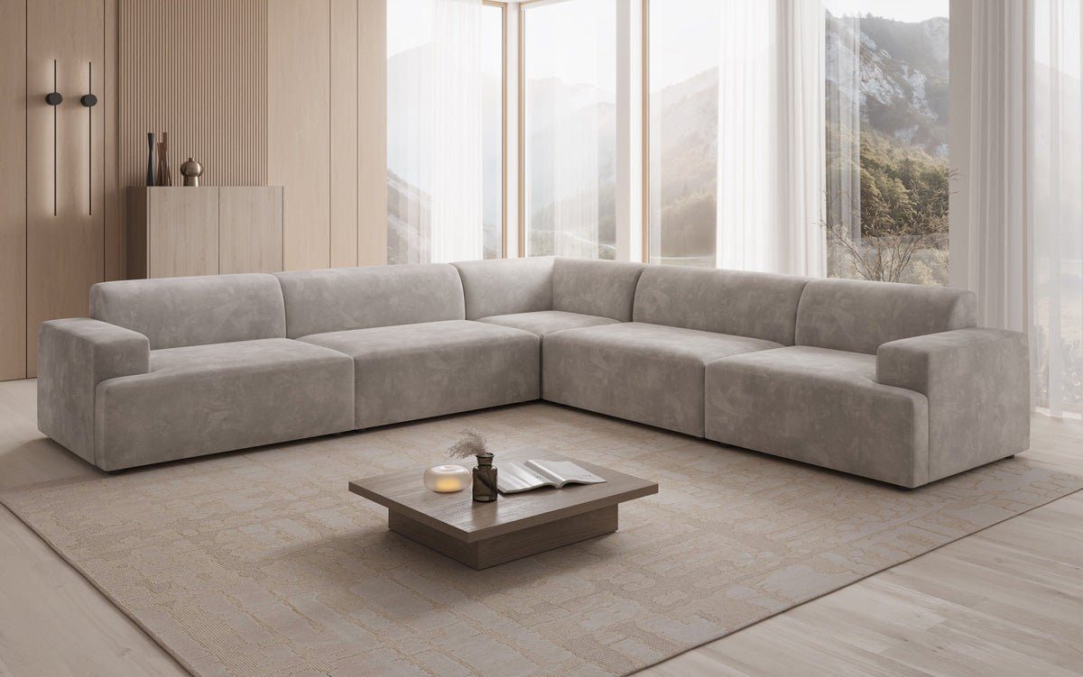 Luxusbetten24 Sofa Designer Sofa Monza Wohnlandschaft L XXL, in Samt