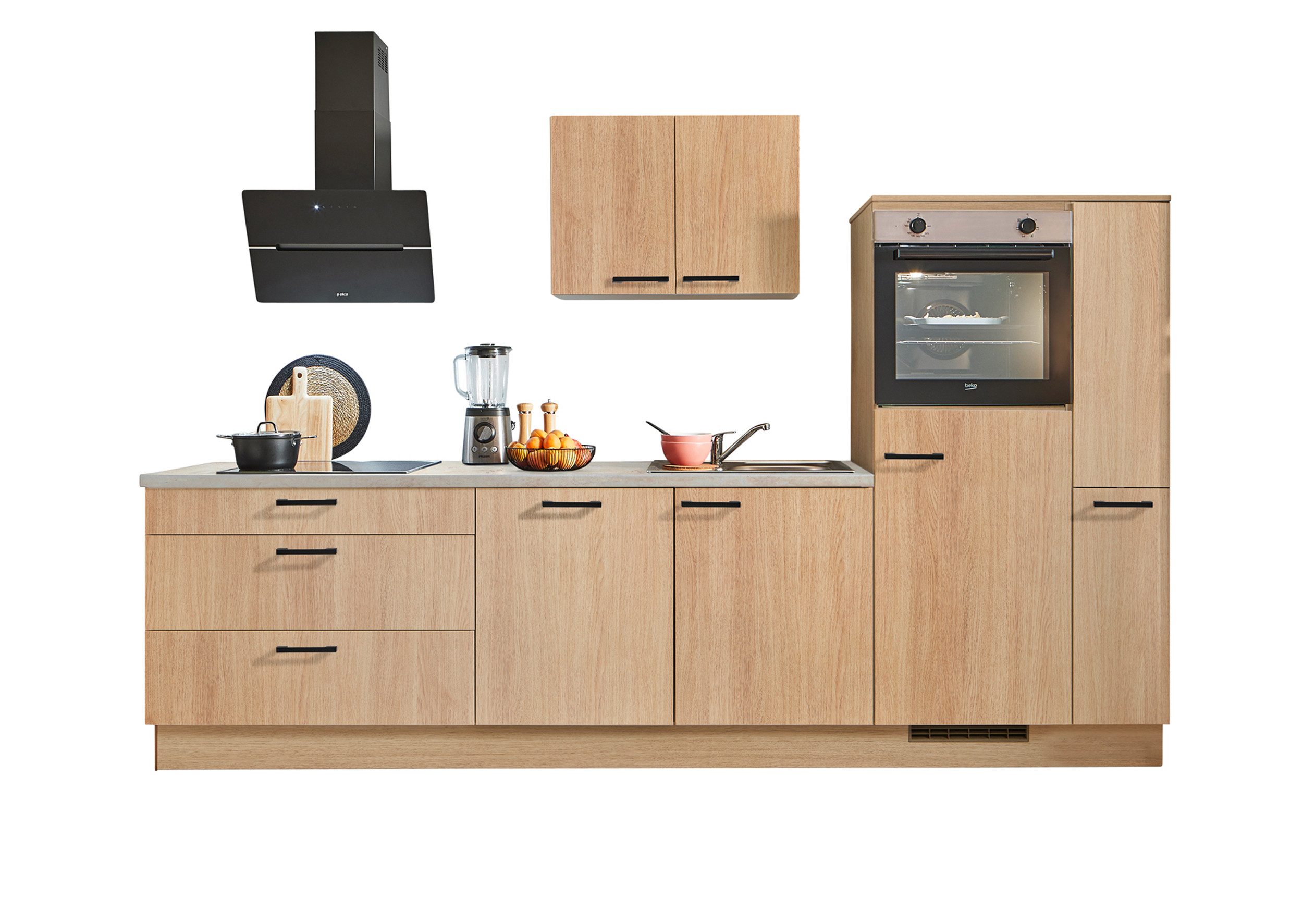 pino Küchenzeile Lund, individuell anpassbar, gratis Küchenplanung mit Profis, (Breite 280cm), vormontiert, wahlw. mit E-Geräten, Preis inkl. Lieferung