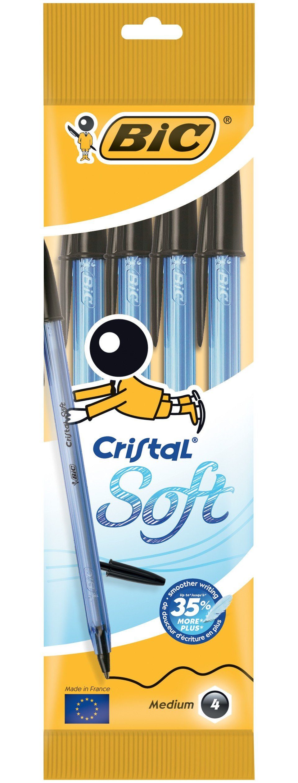 BIC Kugelschreiber BIC Kugelschreiber Cristal Soft 0.45 mm schwarz, 4er Set