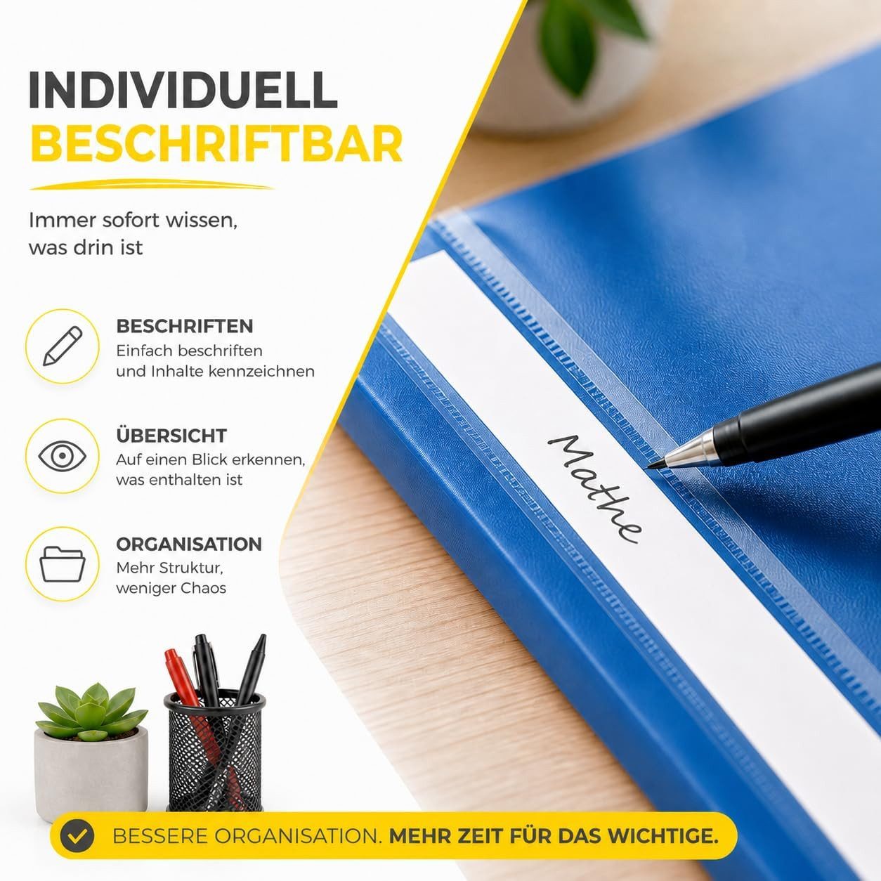 TK Gruppe Schulheft 16x Schnellhefter A4 bunt – Heftmappe transparente Vorderseite