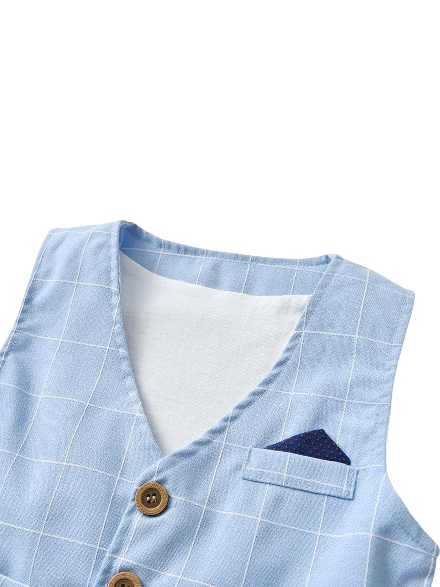 Langarm-Shirt, Jungen Baby Hose, dreiteiliges Blau Lapastyle Weste, Set Anzug