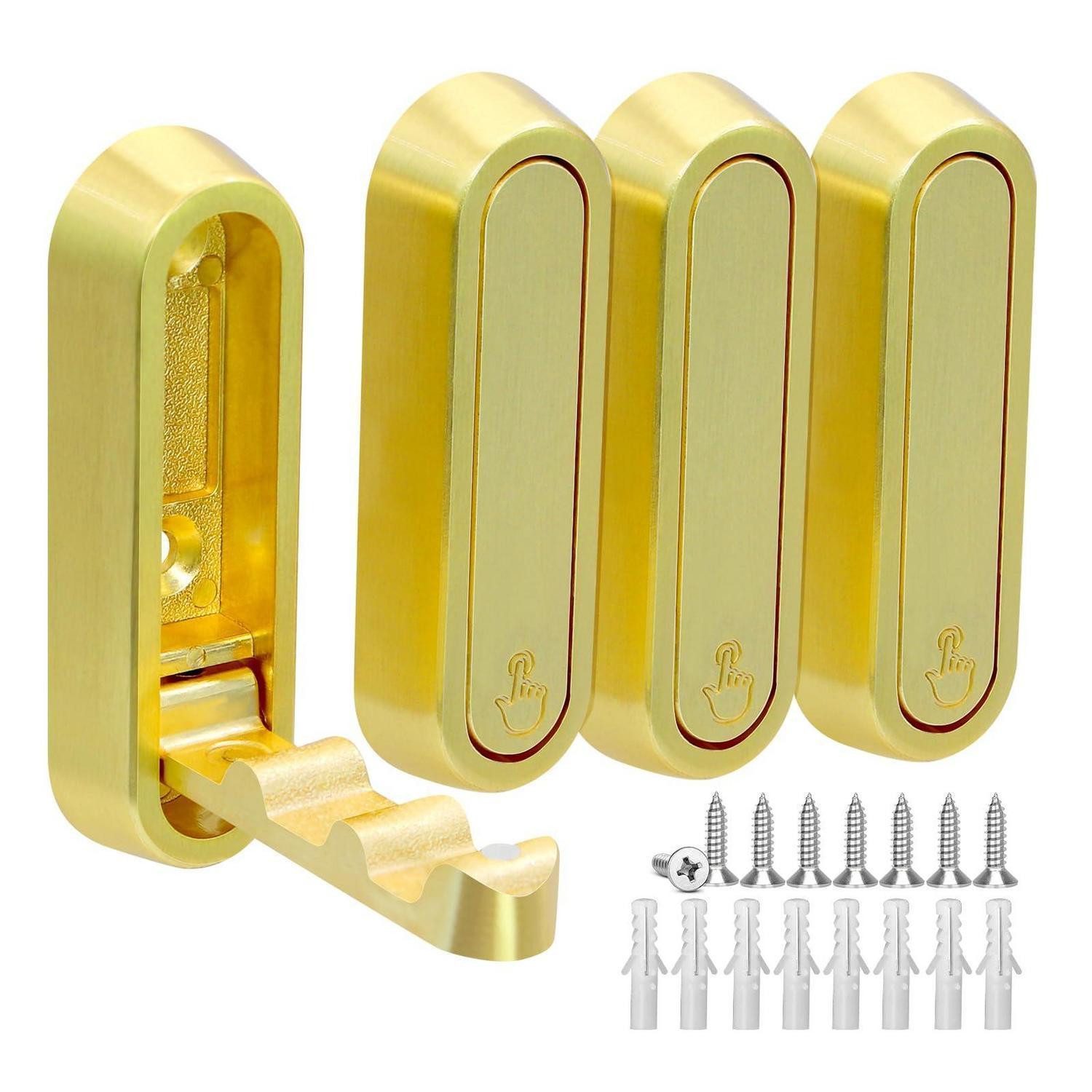 LuxusKollektion Klapphaken Klapphaken Wandhaken 4er Set Gold, (4-St)