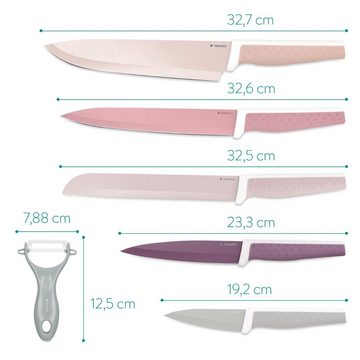 Navaris Messer-Set Messer Set 6-teilig inkl. Schäler - Edelstahl/Keramik (6-tlg)