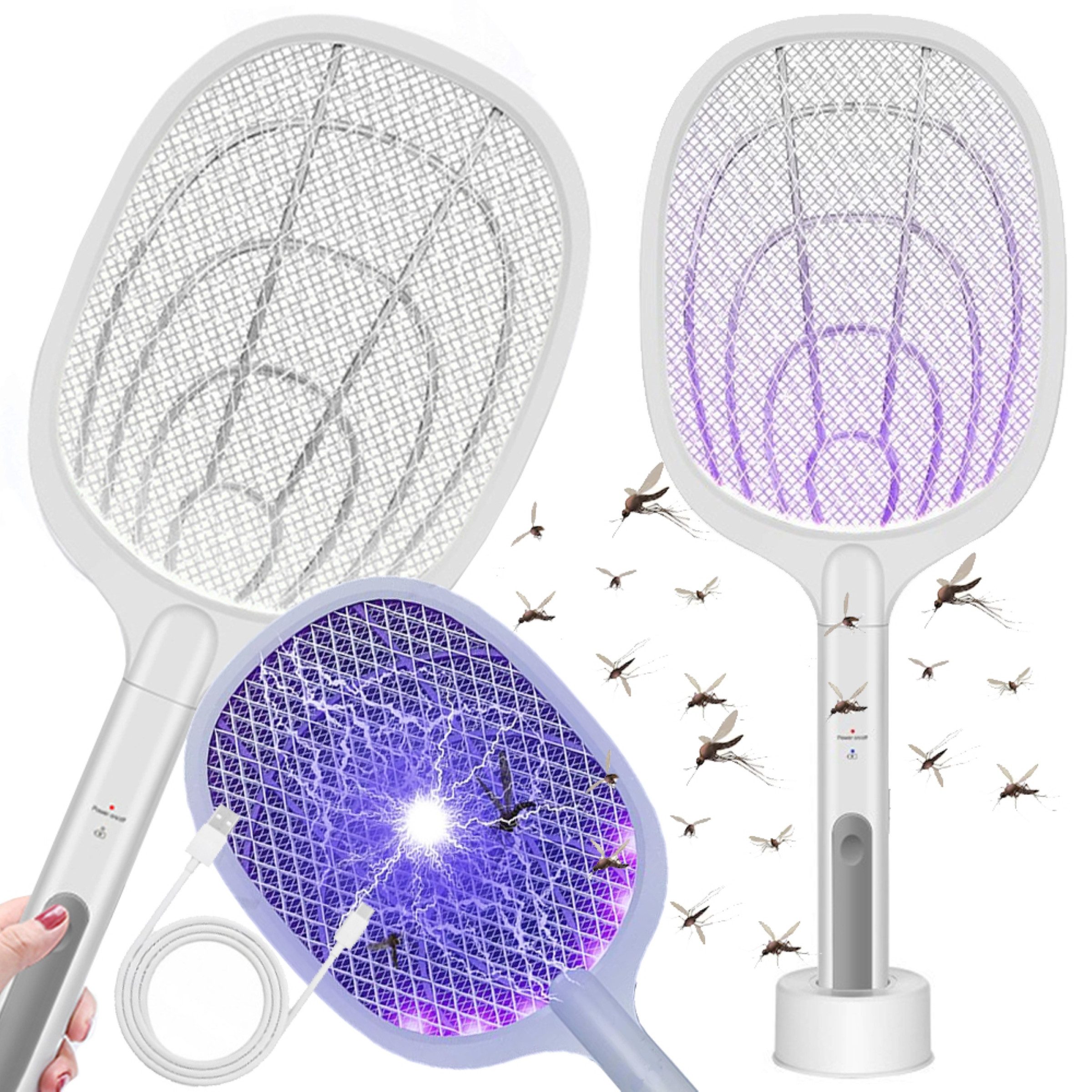 Verkgroup Fliegenklatsche Elektrische Fliegenklatsche UV Insektenlampe Mückenfalle Akku USB, UV-Licht, 3000V Hochspannung, USB-Akku, Ständer