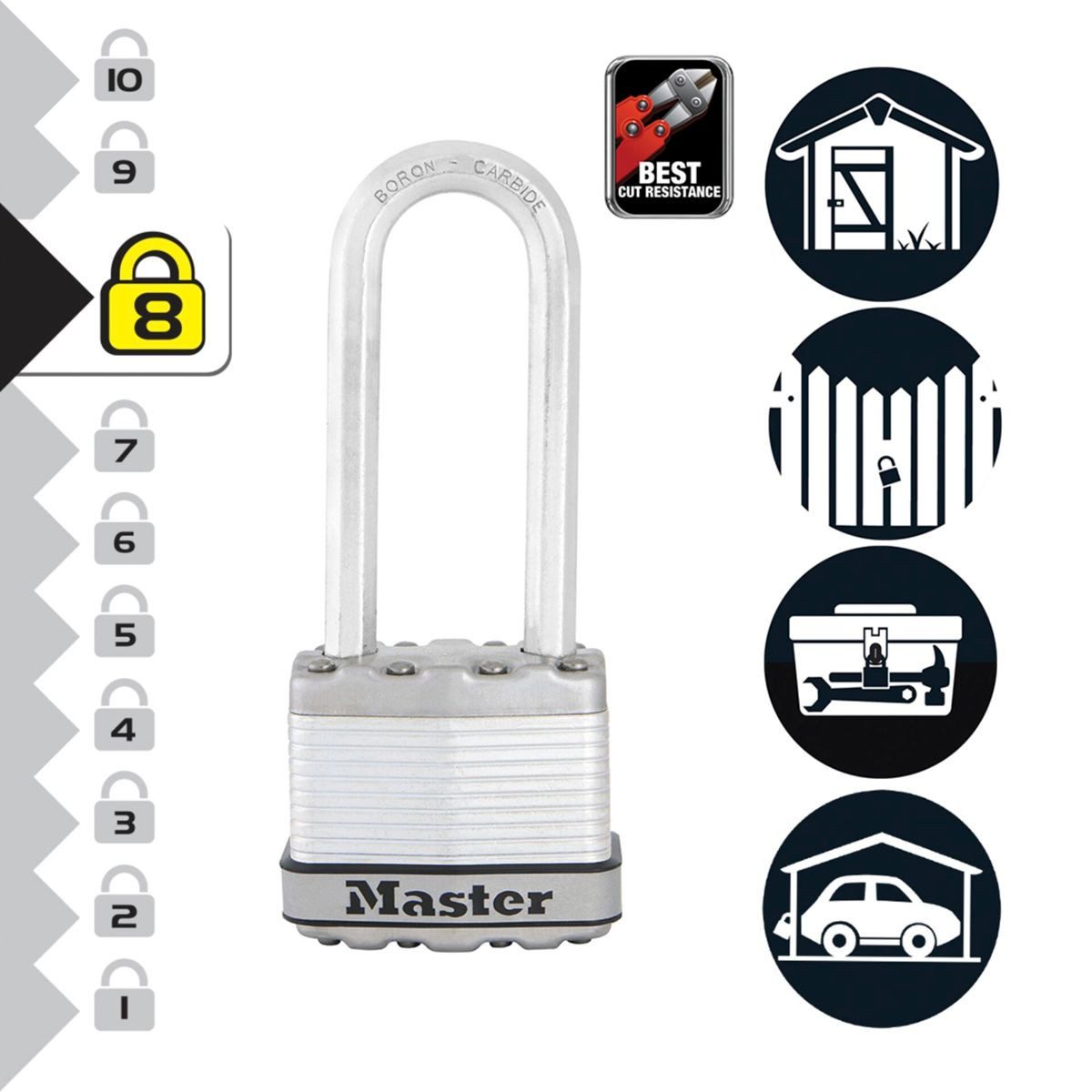 Master Lock Vorhängeschloss mit Korrosionsschutz 45mm M1EURDLJ Diebstahlalarm