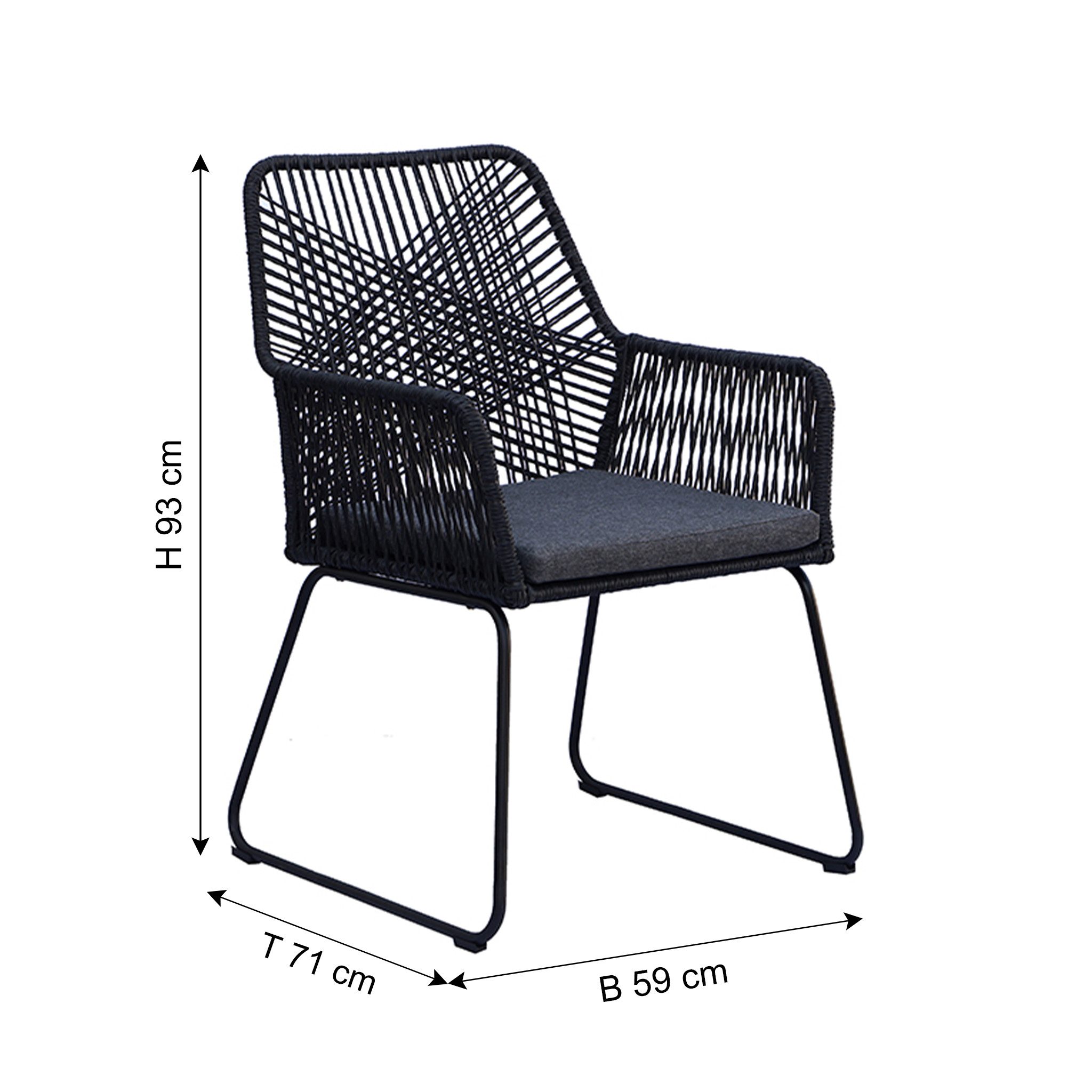 faee Gartenstuhl Tabarca, Stahlgestell mit Korbgeflecht, inkl. Sitzkissen