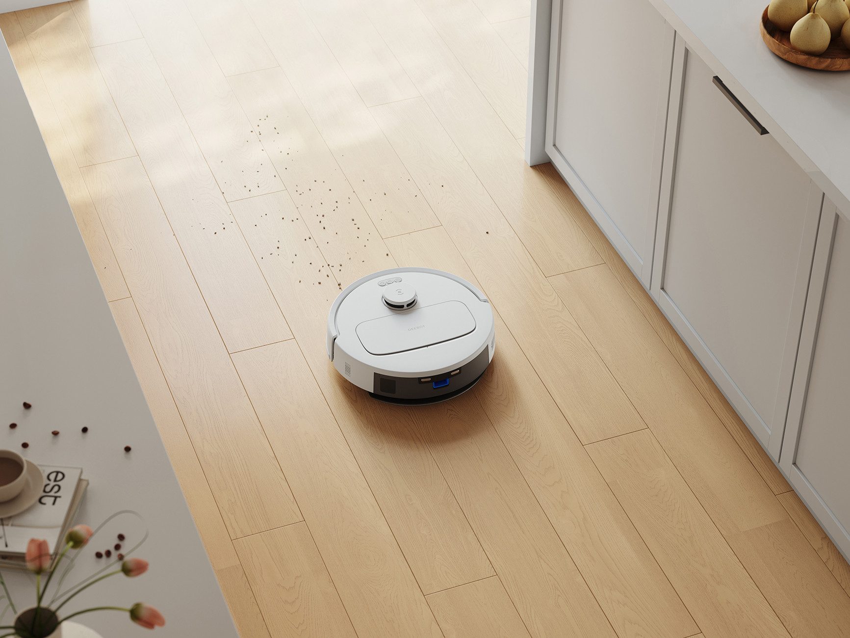 ECOVACS DEEBOT N20e PLUS Saug-und Wischroboter Weiß Beutellos, App gesteuert, Sprachgesteuert, komp