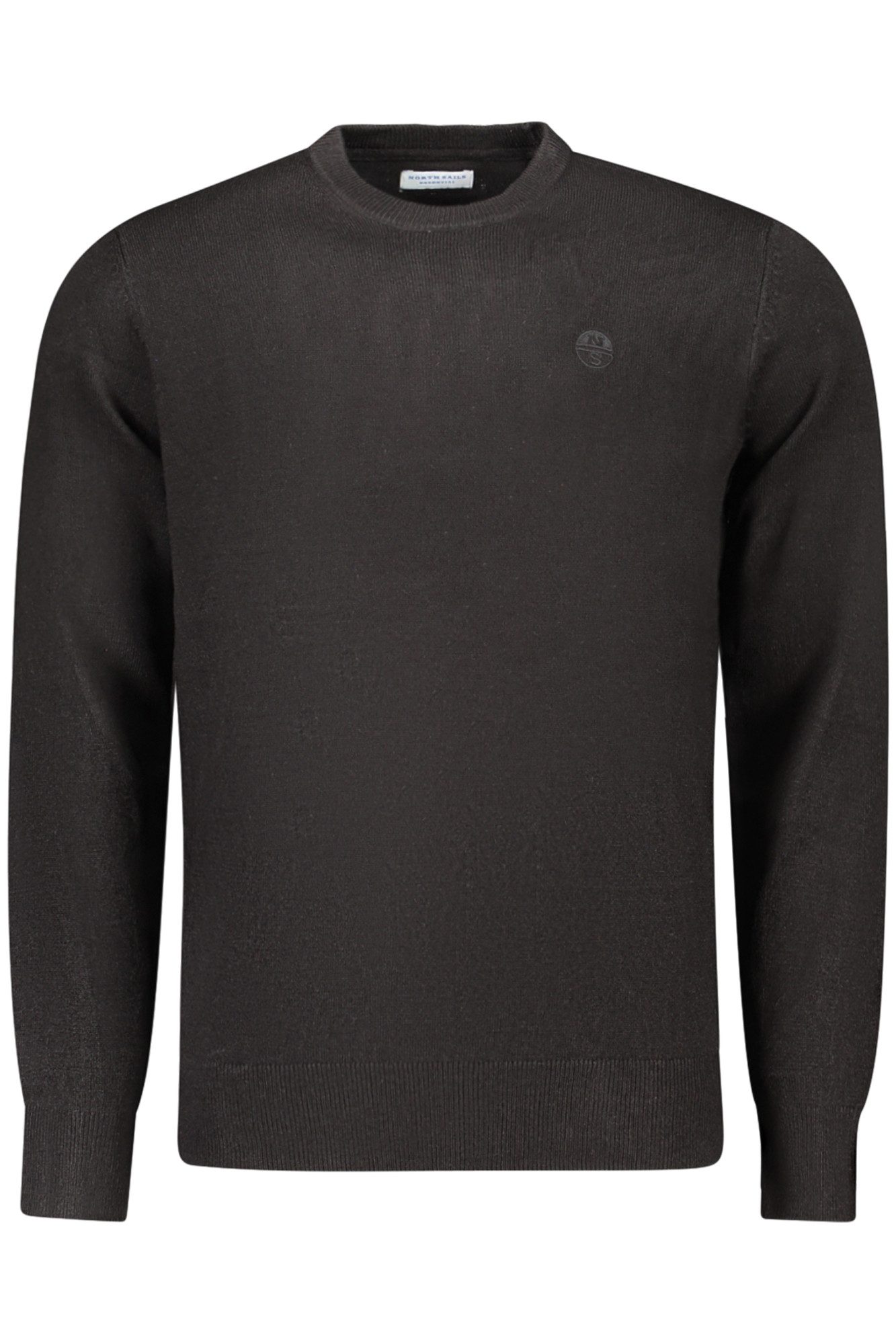 North Sails Strickpullover Herren Pullover Schwarz: Langarmshirt mit Rundhalsausschnitt & Sticker