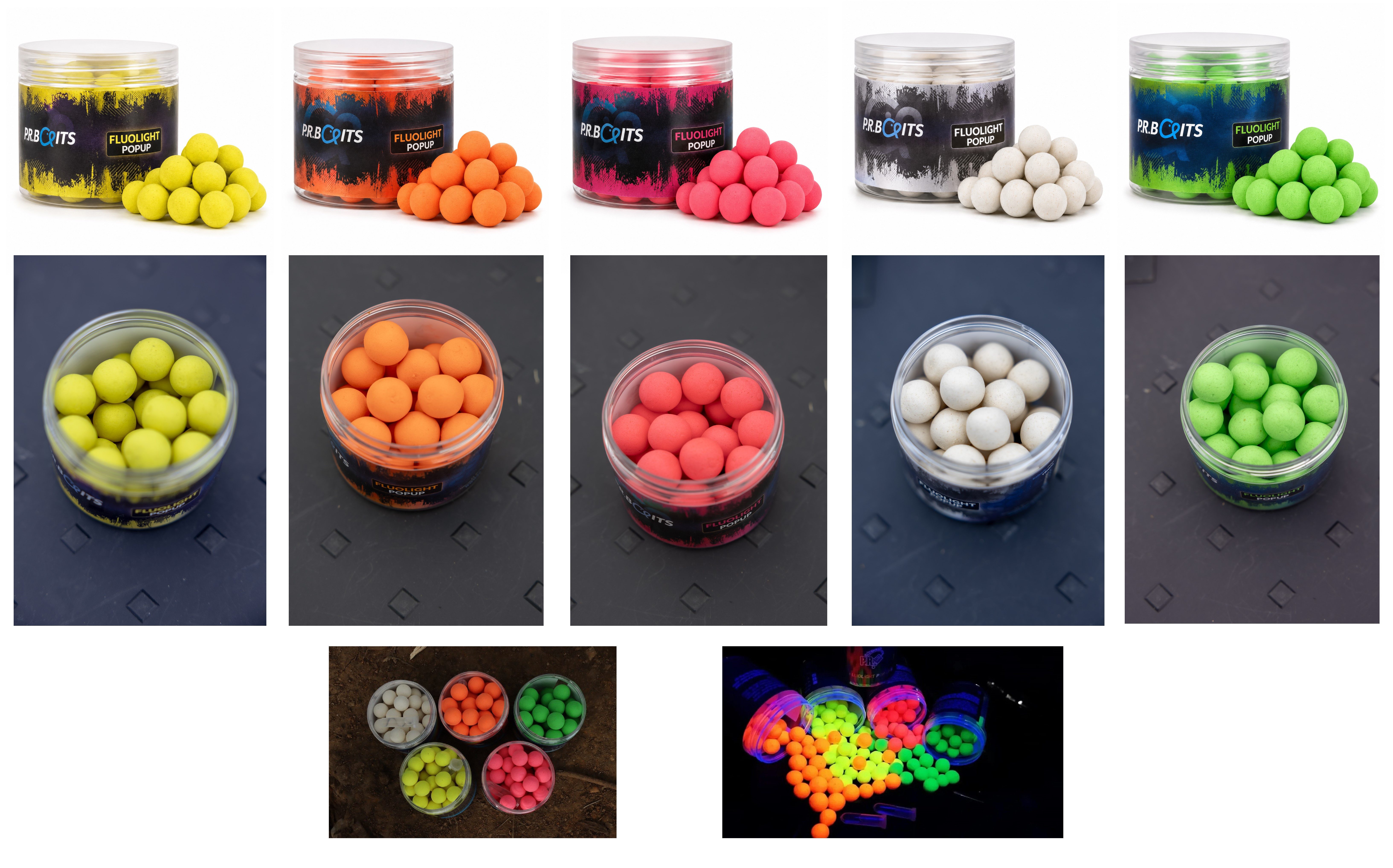 P.R. Baits Kunstköder P.R. Baits Fluolight Pop Ups - Boilies 16mm - Geheimrezept Aroma, (Dose), Auffallende Farben