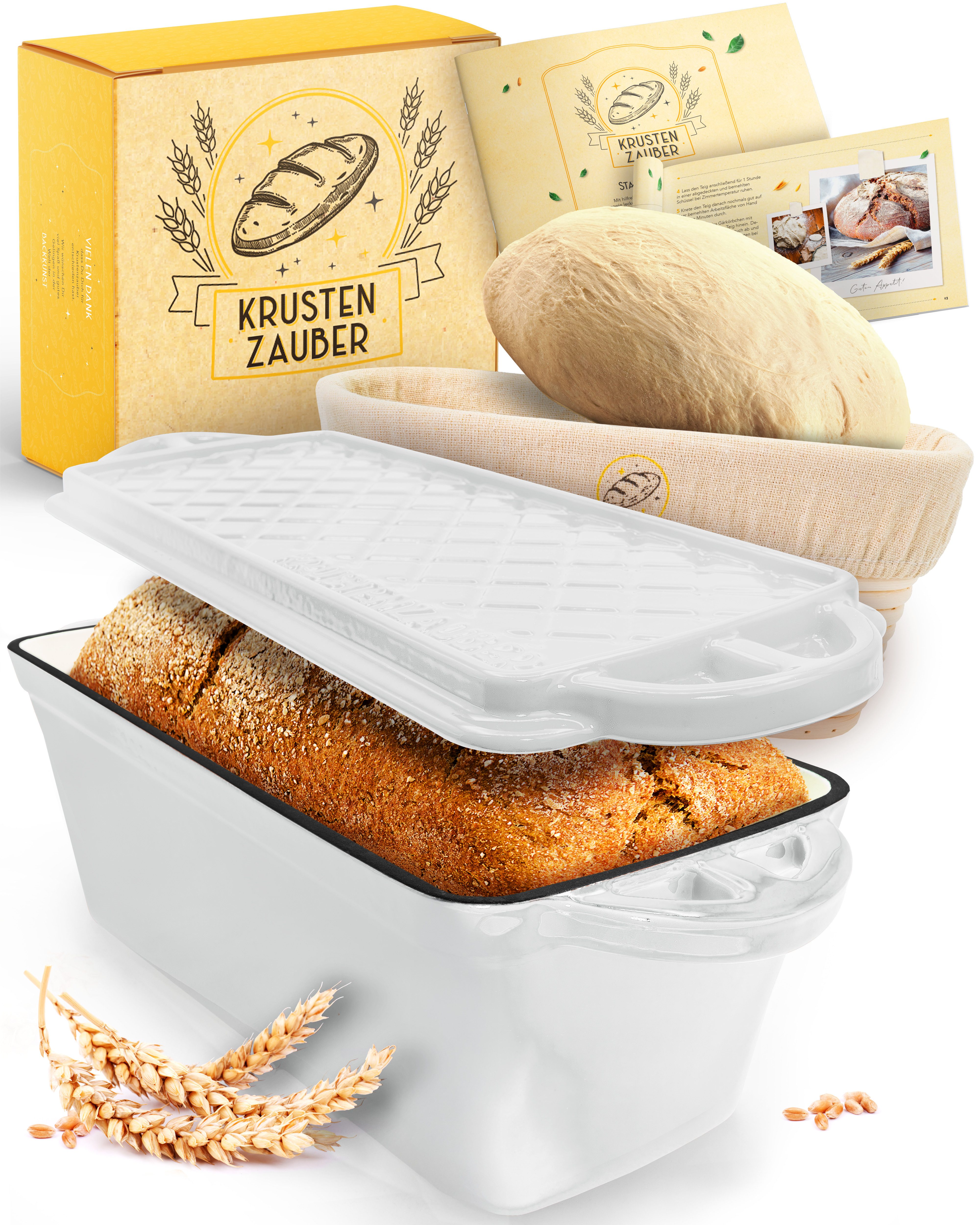 Krustenzauber Brotbackform Brotbackform Gusseisen Topf Brot Backen [inkl. Gärkorb]