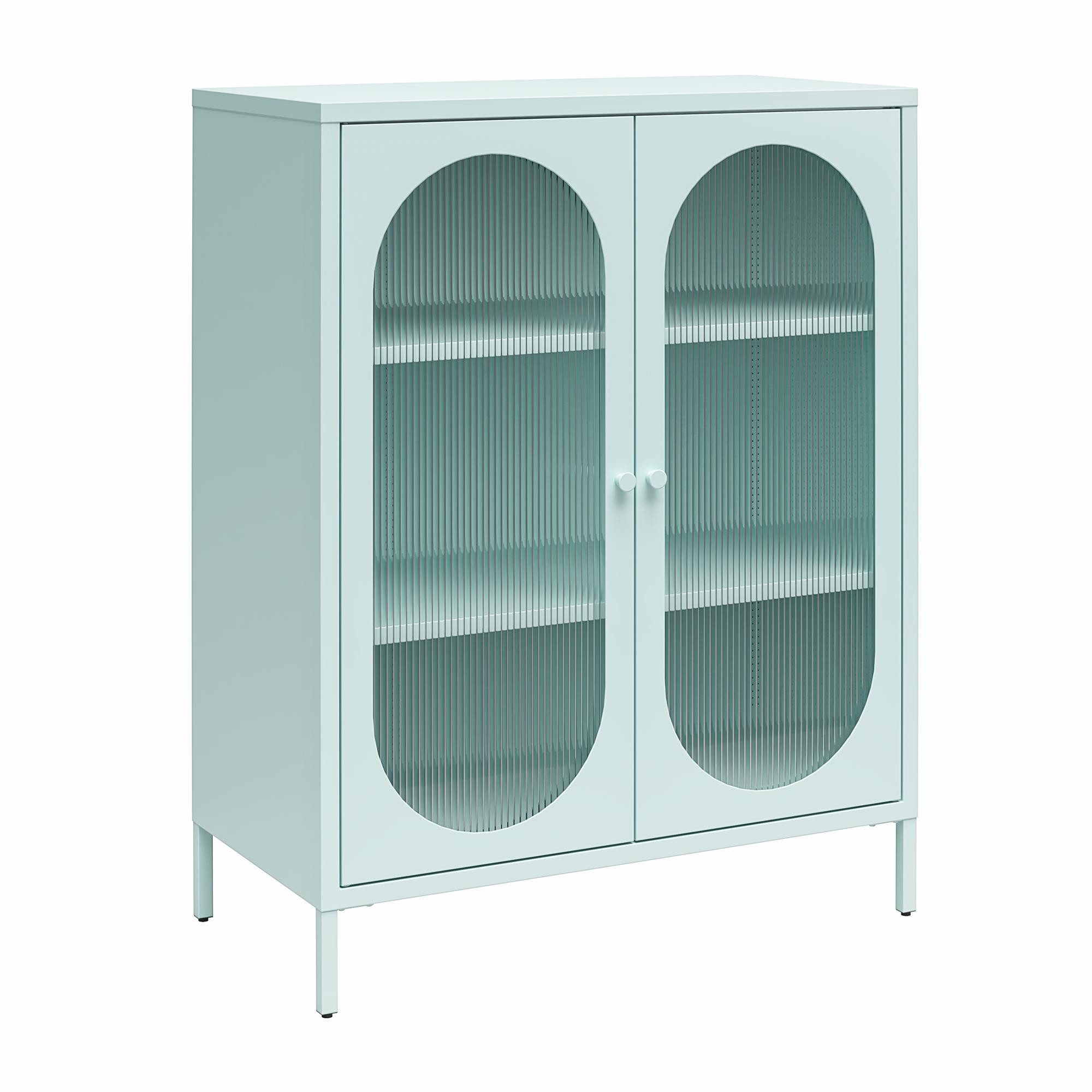 loft24 Highboard Luna, Anrichte aus Metall mit 2 Glastüren
