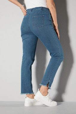MIAMODA Regular-fit-Jeans Jeans Slim Fit Fransensaum mit Schlitz 5-Pocket