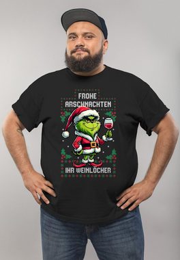 MoonWorks Print-Shirt Herren T-Shirt Anti-Weihnachten Grinch Weihnachtsmuffel Frohe Arschnac mit Print
