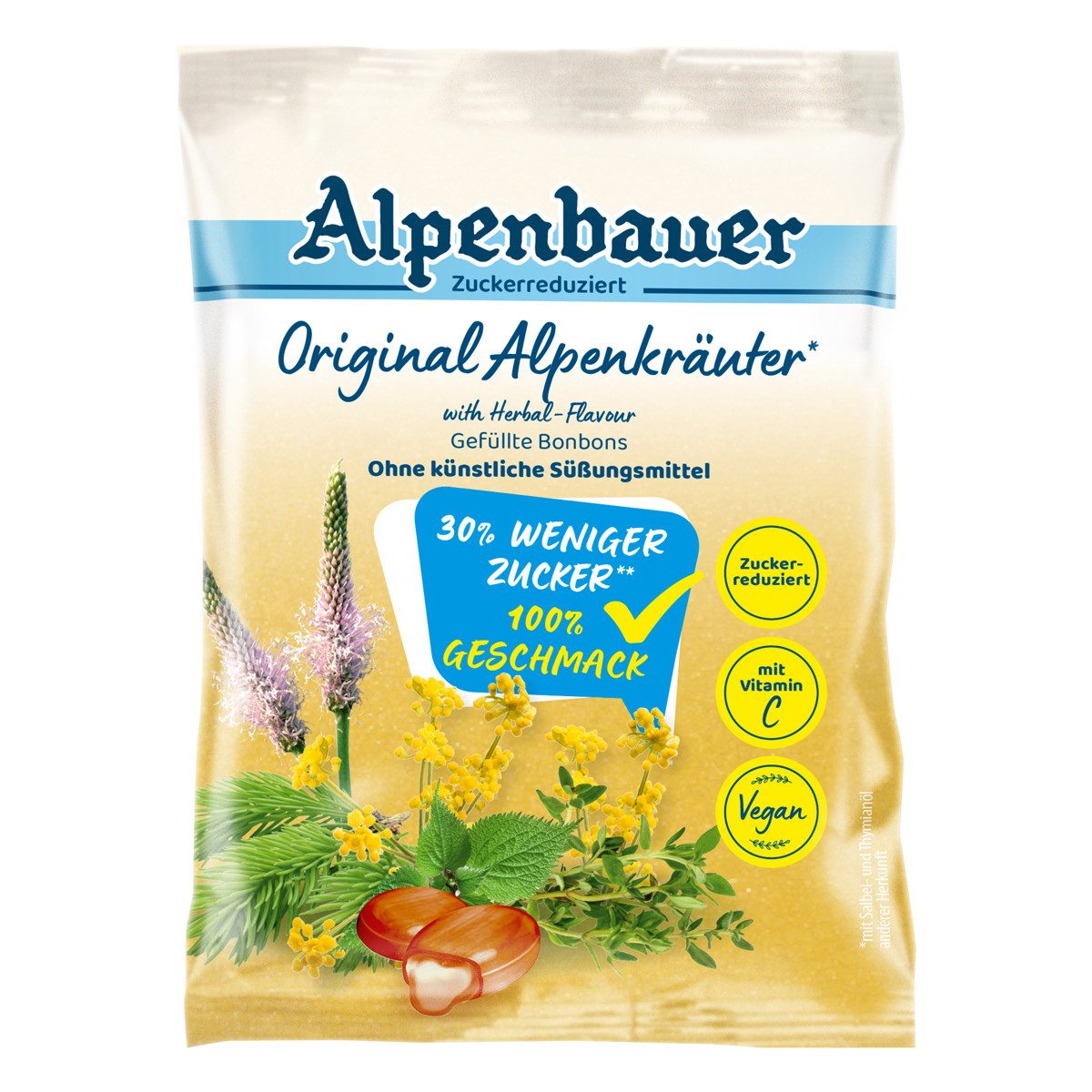 Alpenbauer Süßigkeit, Alpenbauer Alpenkräuter Original gefüllte Bonbons zuckerreduziert 60g