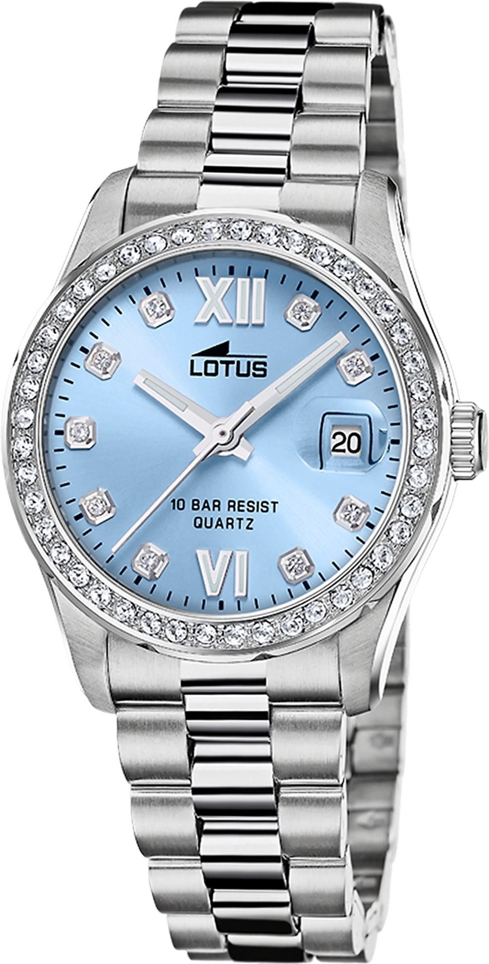 Lotus Chronograph Lotus Damenuhr Edelstahl silber Lotus, (Chronograph), Damen Armbanduhr rund, mittel (ca. 32,5mm), Edelstahl