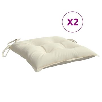 vidaXL Polsterauflage Stuhlkissen 2 Stk Cremeweiß 40x40x7 cm Oxford-Gewebe