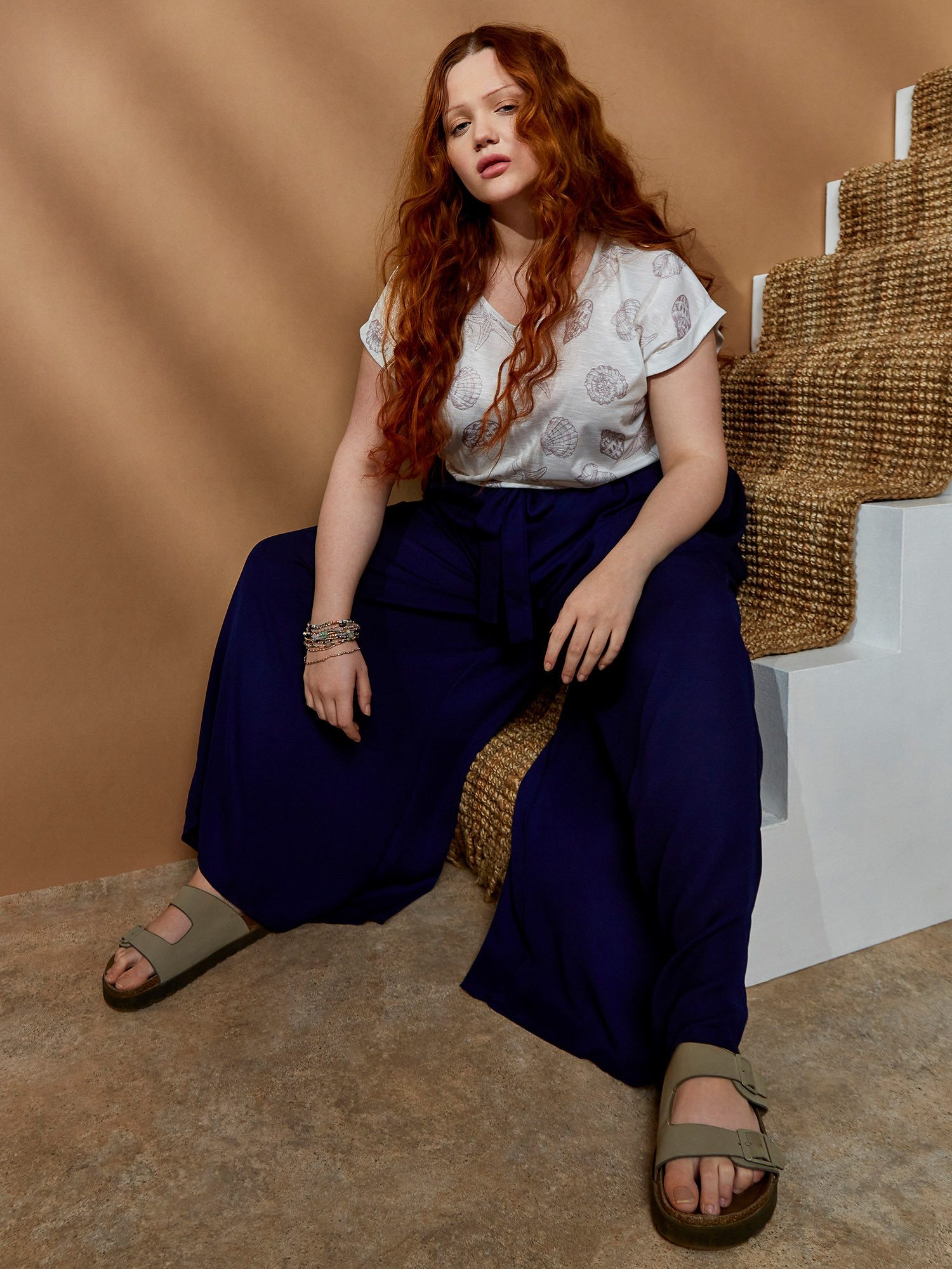 Apricot Funktionstop gemustert mit überschnittenen Schultern