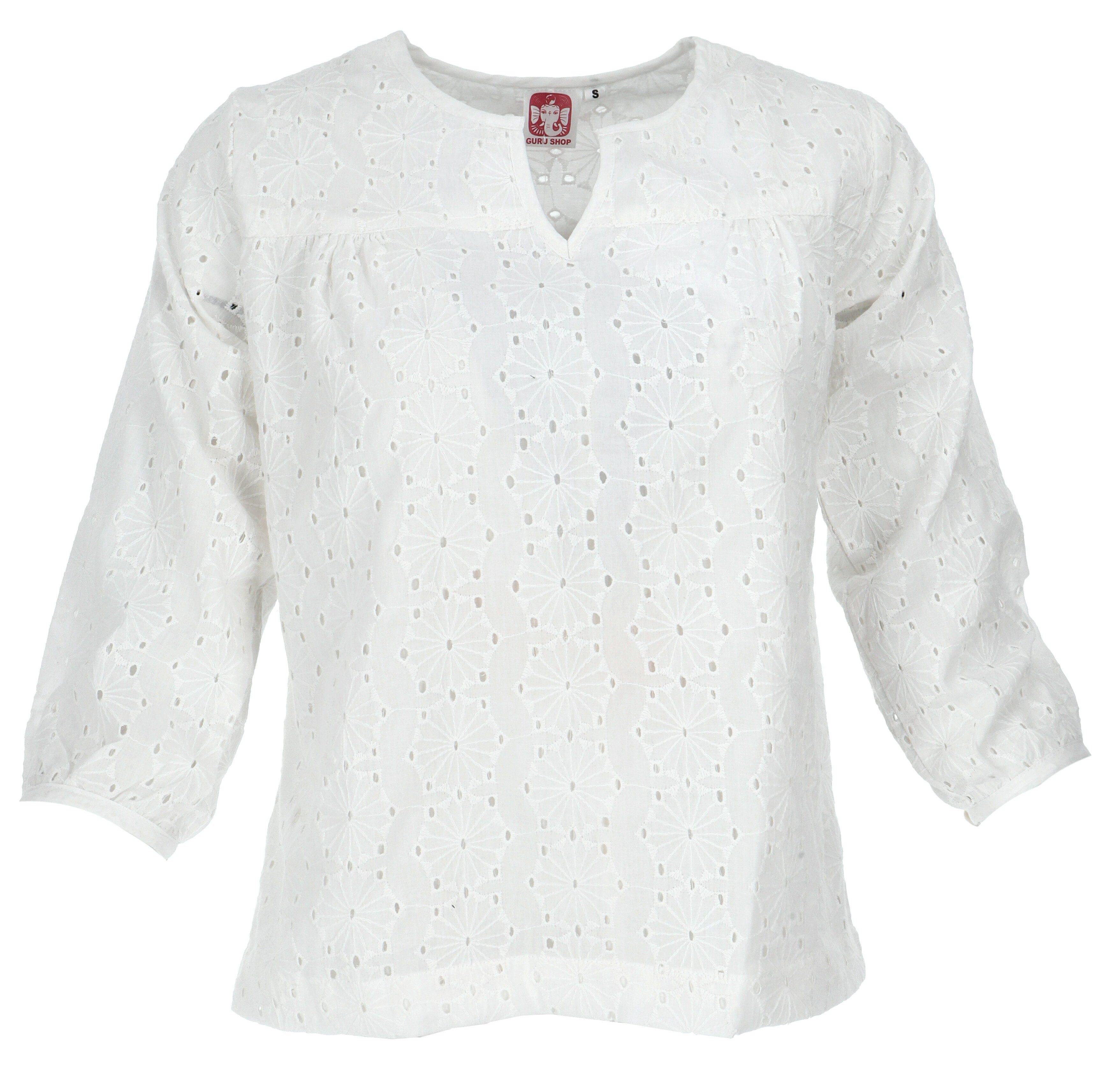 Guru-Shop Longbluse Leichte Baumwollbluse, bestickte Boho.. alternative Bek günstig online kaufen