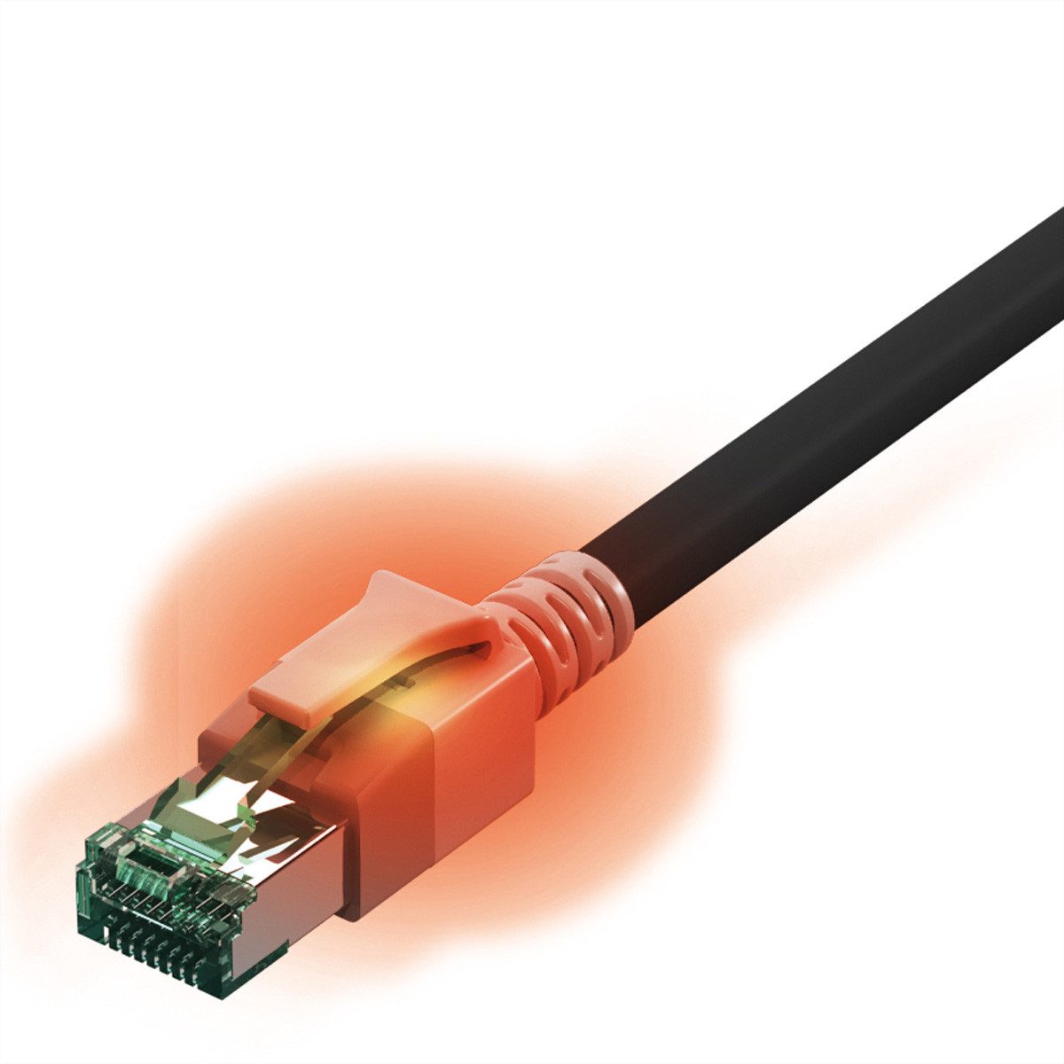 Easylan DualBoot LED Patchkabel RJ45 S/FTP Cat.6A (Class EA) LAN-Kabel, RJ-45 Männlich (Stecker), RJ-45 Männlich (Stecker) (1000.0 cm), mit saCon Stecker, LSOH, CS1OSADAD0100