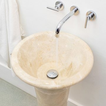 wohnfreuden Waschbecken Marmor Waschtischsäule TULIP 90 cm creme poliert (Kein Set), 90_125824
