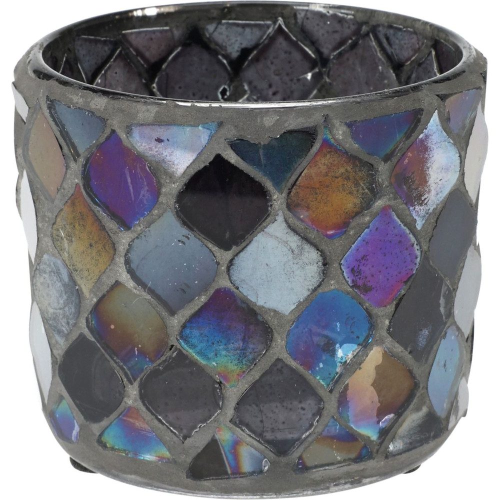 Koopmann Dekolicht Windlicht - Mosaik - Glas - ø ca. 6 cm - anthrazit/bunt