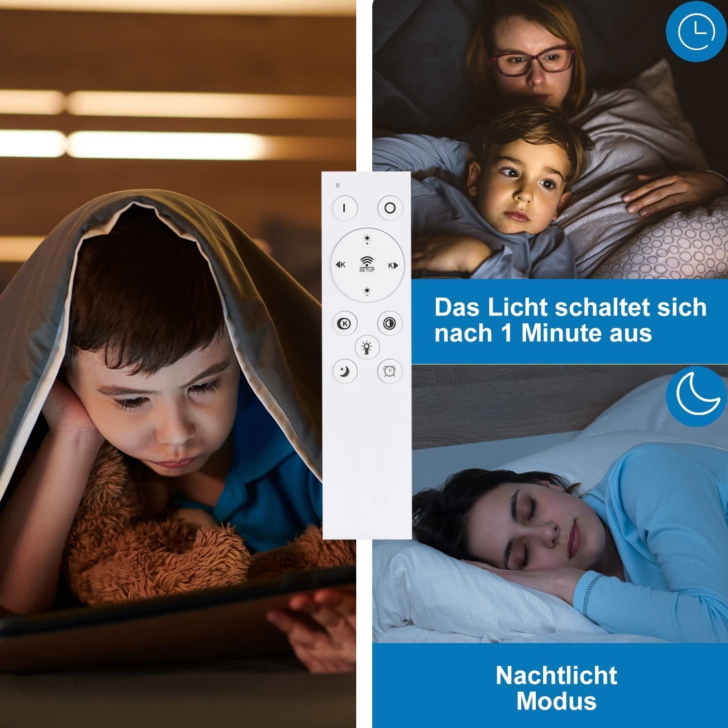 Fernbedienung Wohnzimmer Modern, Dimmbar Nettlife 33W 3000-6500K, Schlafzimmer LED Schwarz fest integriert, mit LED Deckelampe Esszimmer für Deckenleuchte