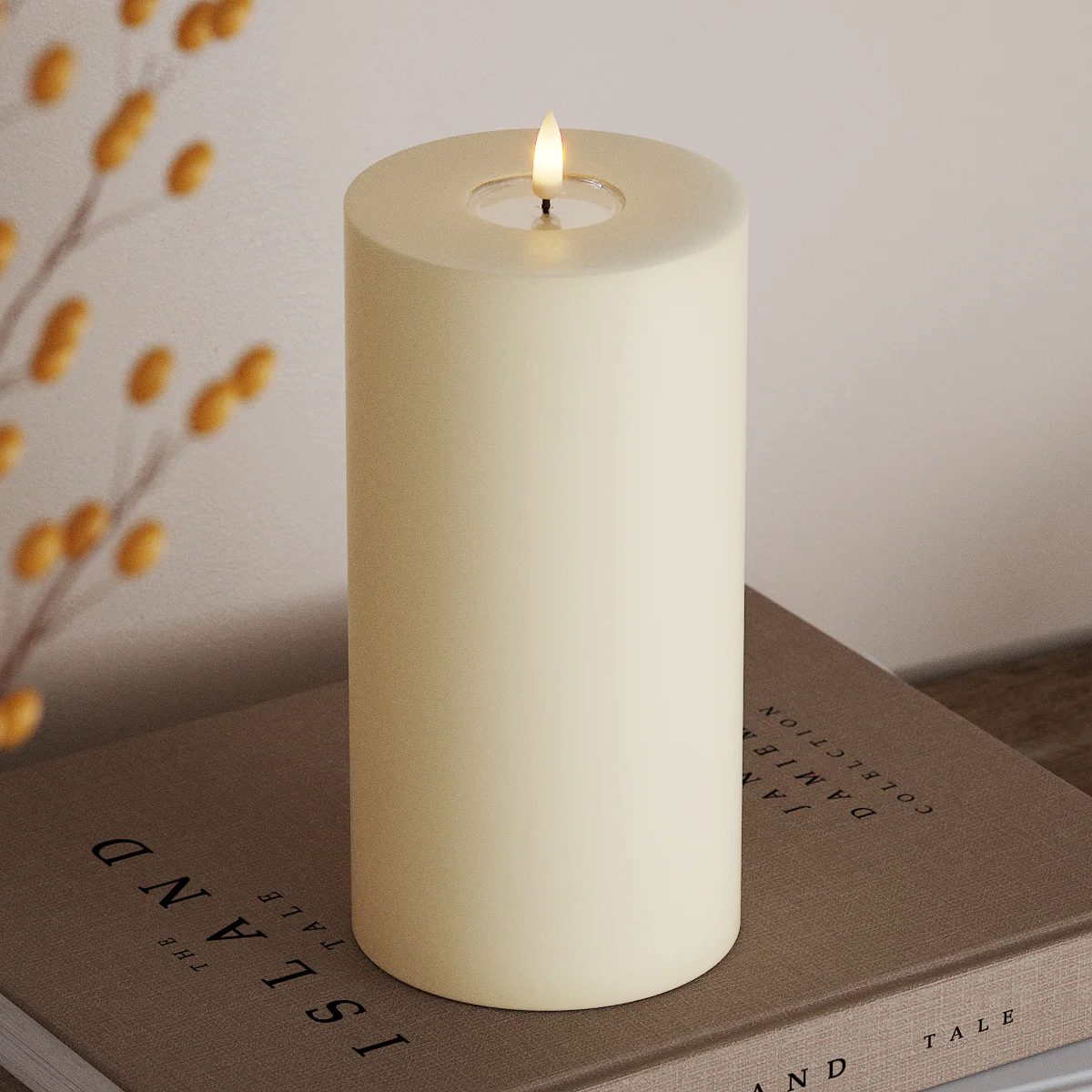 Deluxe Homeart LED-Kerze LED Stumpenkerze creme 20 cm von Deluxe Homeart - Kerzen/Candles