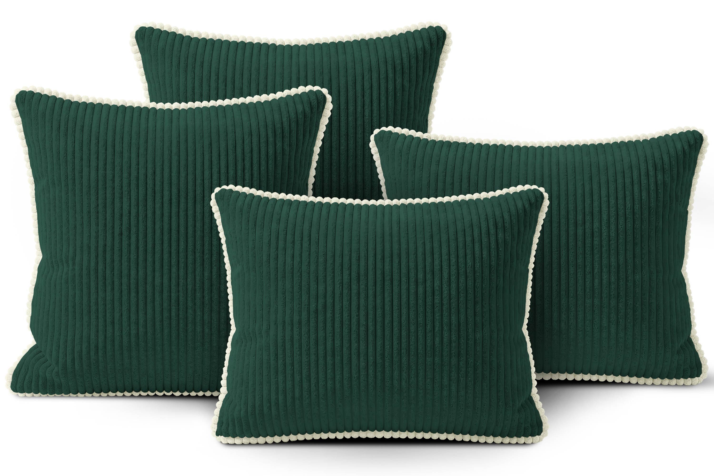 Amilian Dekokissen Sofakissen 4er Set mit Füllung 2x 40x40 cm + 2x 35x45 cm, Hotelverschluss Sofakissen Zierkissen